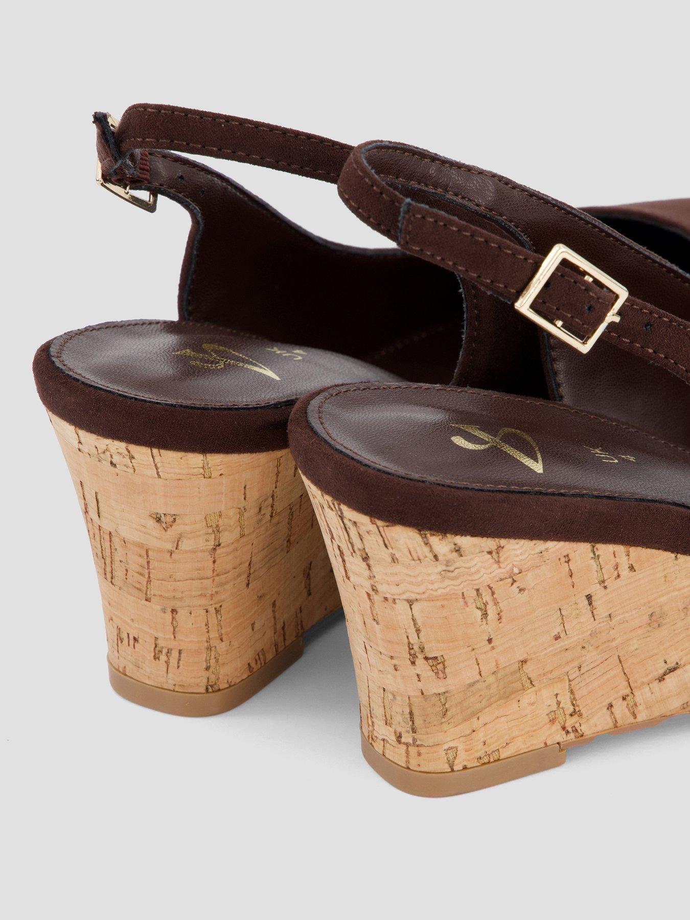 Image 6 of 6 of The Very Collection Wide Fit Wedge Sling Back Shoe - Brown