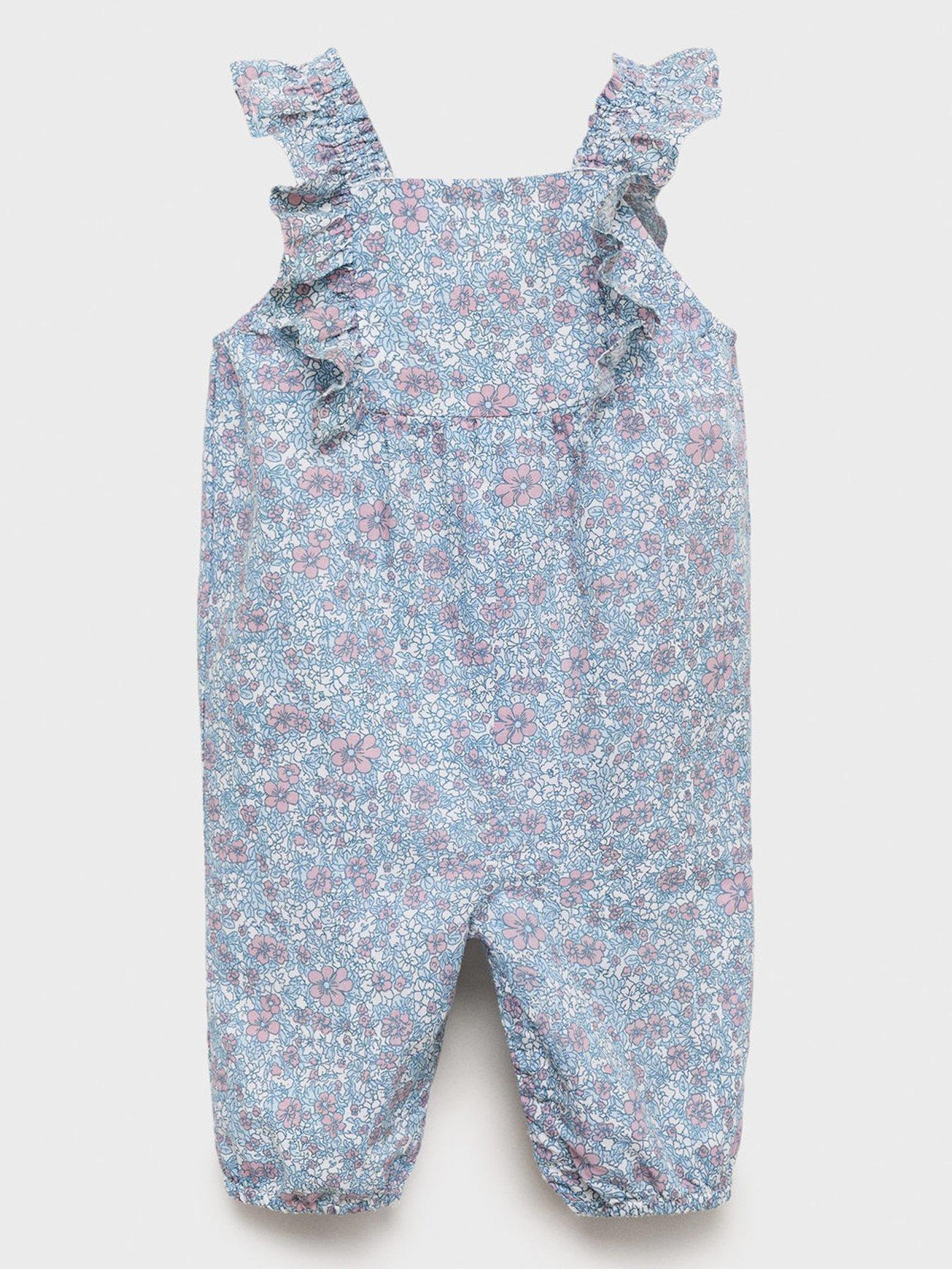 Mango Baby Girls Floral Romper - Blue