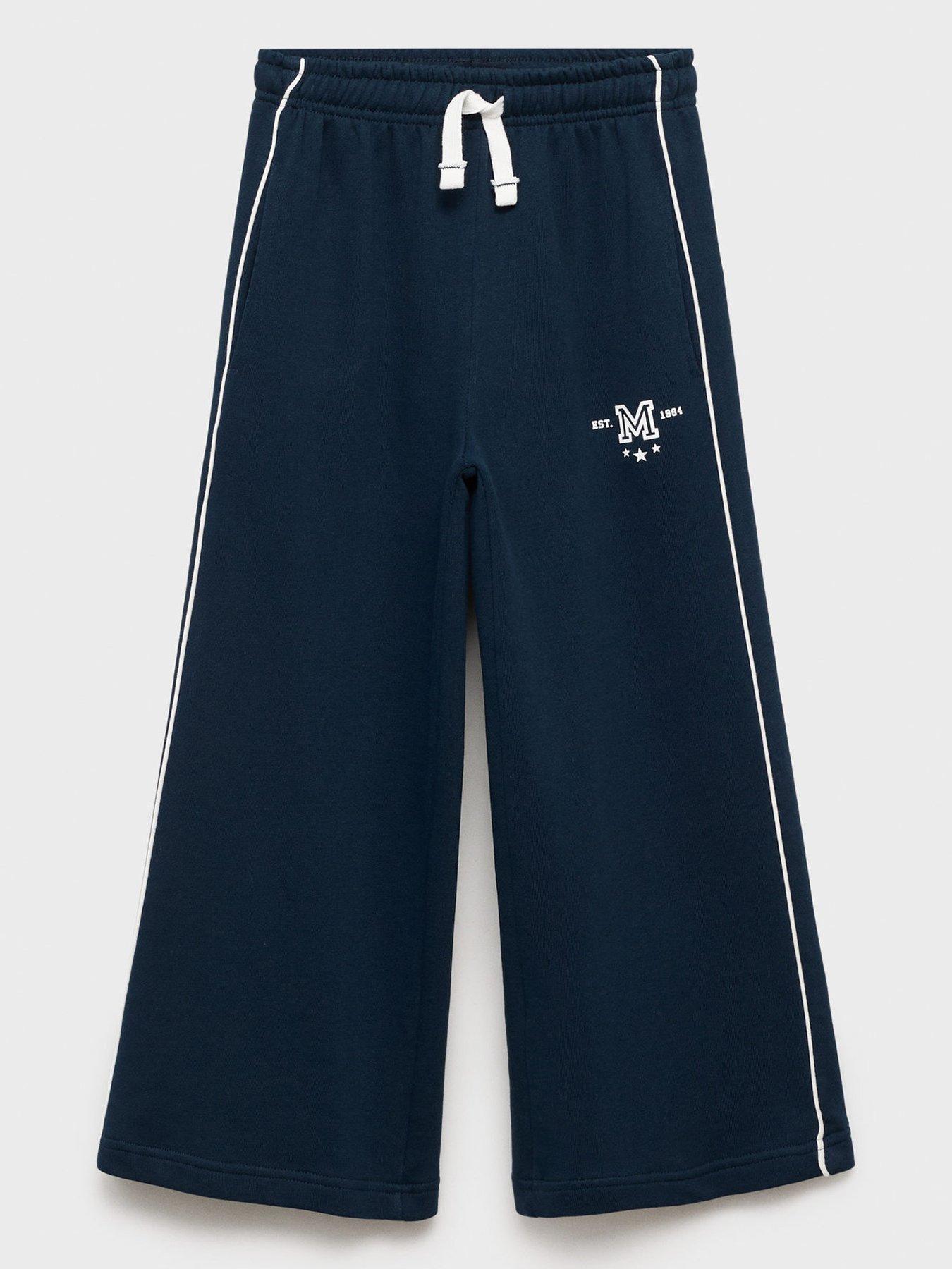 Mango Girls Wide Leg Joggers - Navy