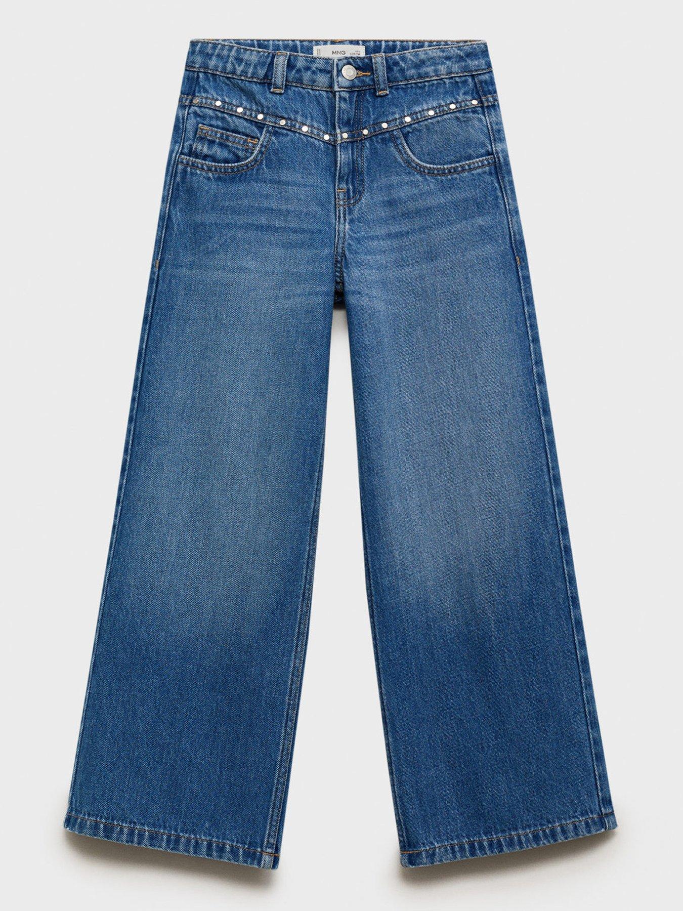 undefined Girls Studded Jeans - Dark Blue