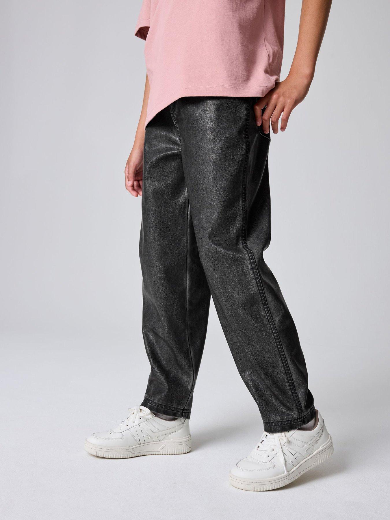 smallsaints-girls-pu-jeans-black
