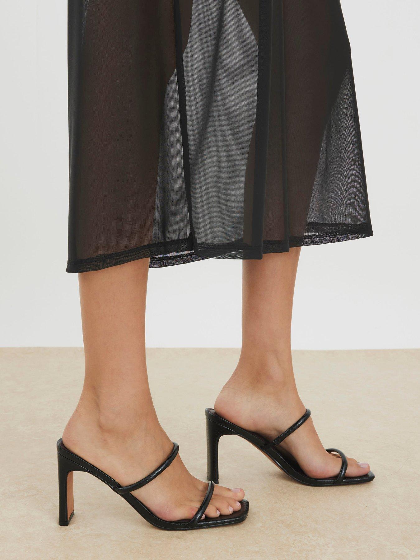 Image 2 of 6 of River Island Double Strap Mule Sandals - Black