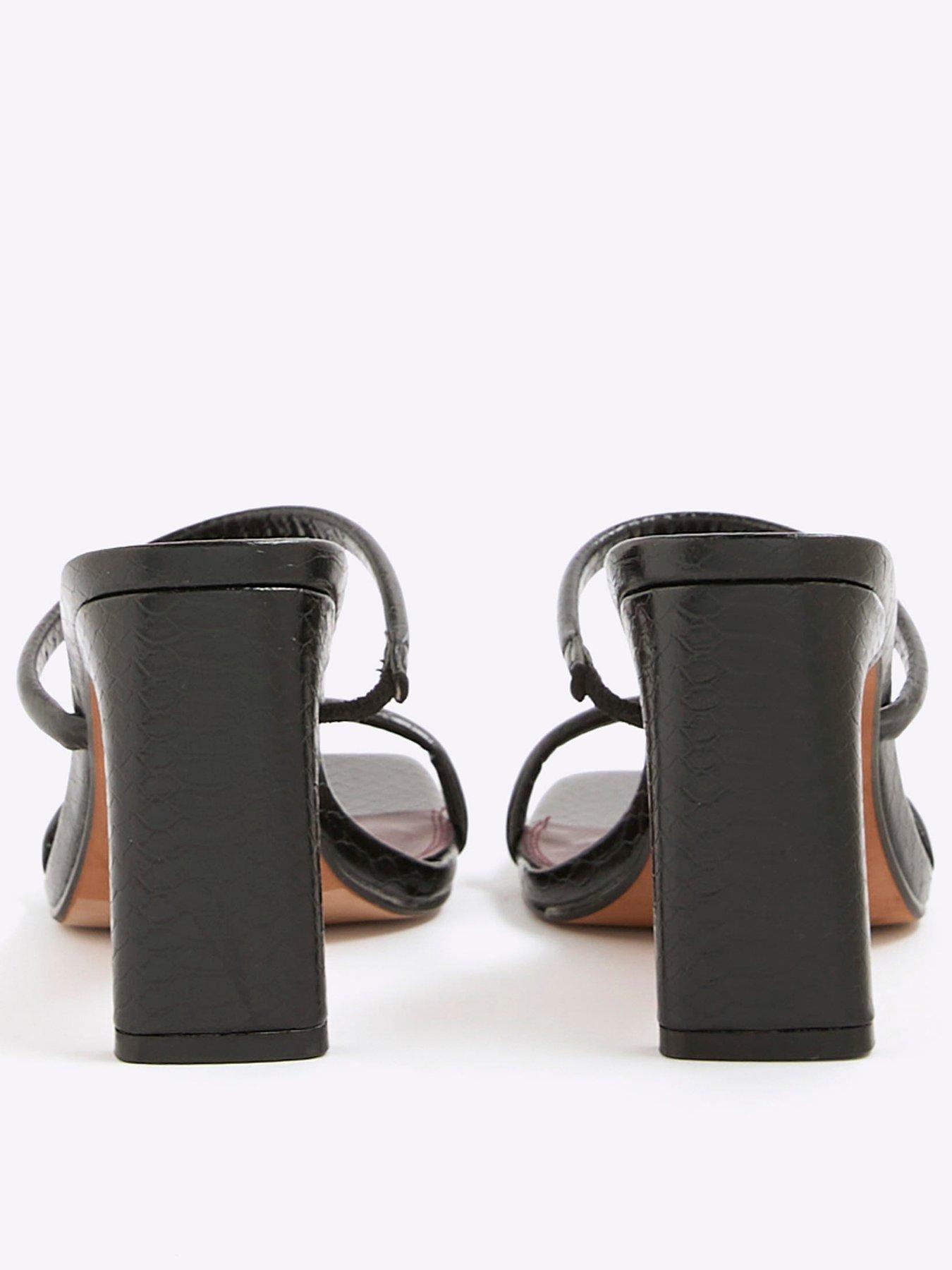 Image 3 of 6 of River Island Double Strap Mule Sandals - Black