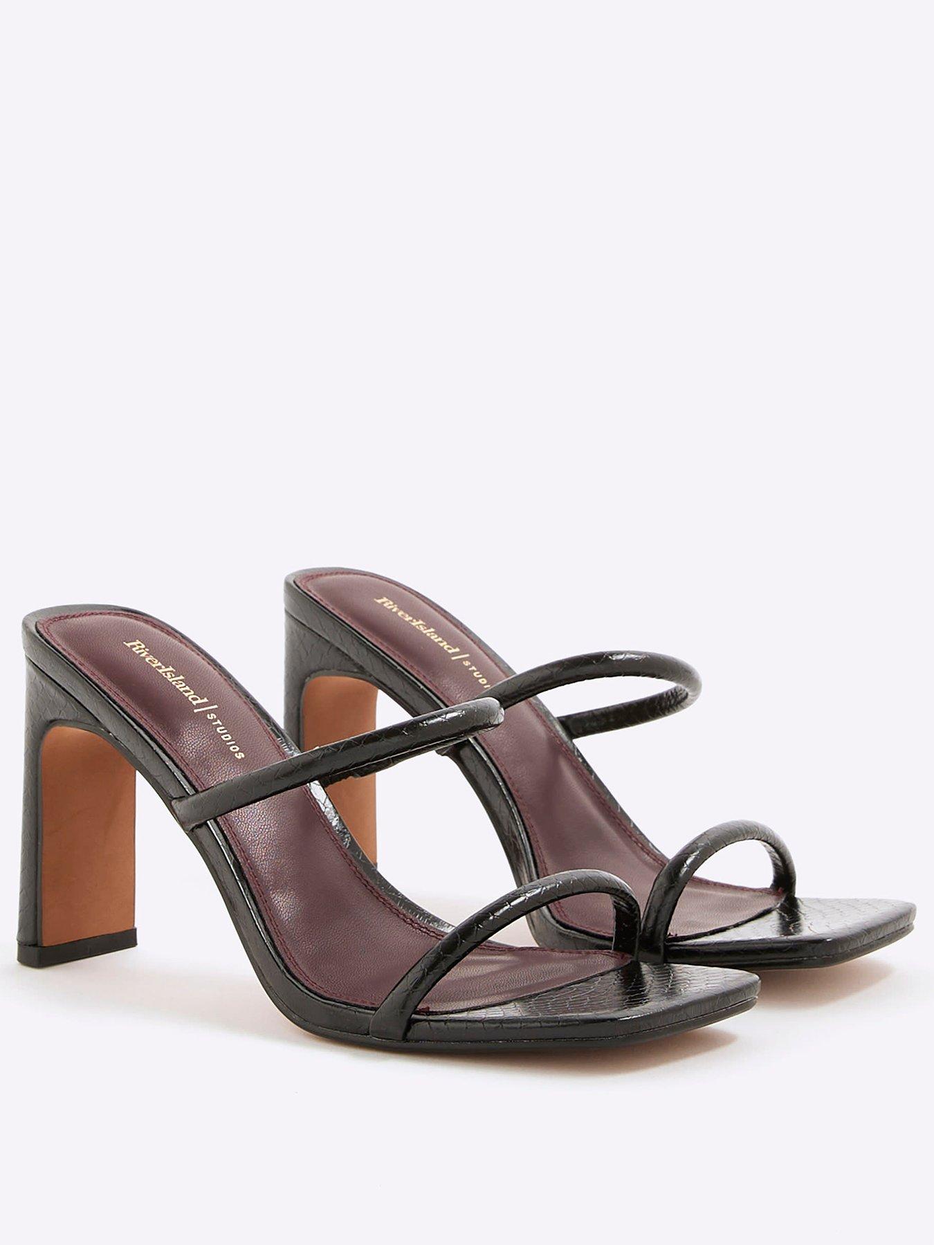 Image 4 of 6 of River Island Double Strap Mule Sandals - Black