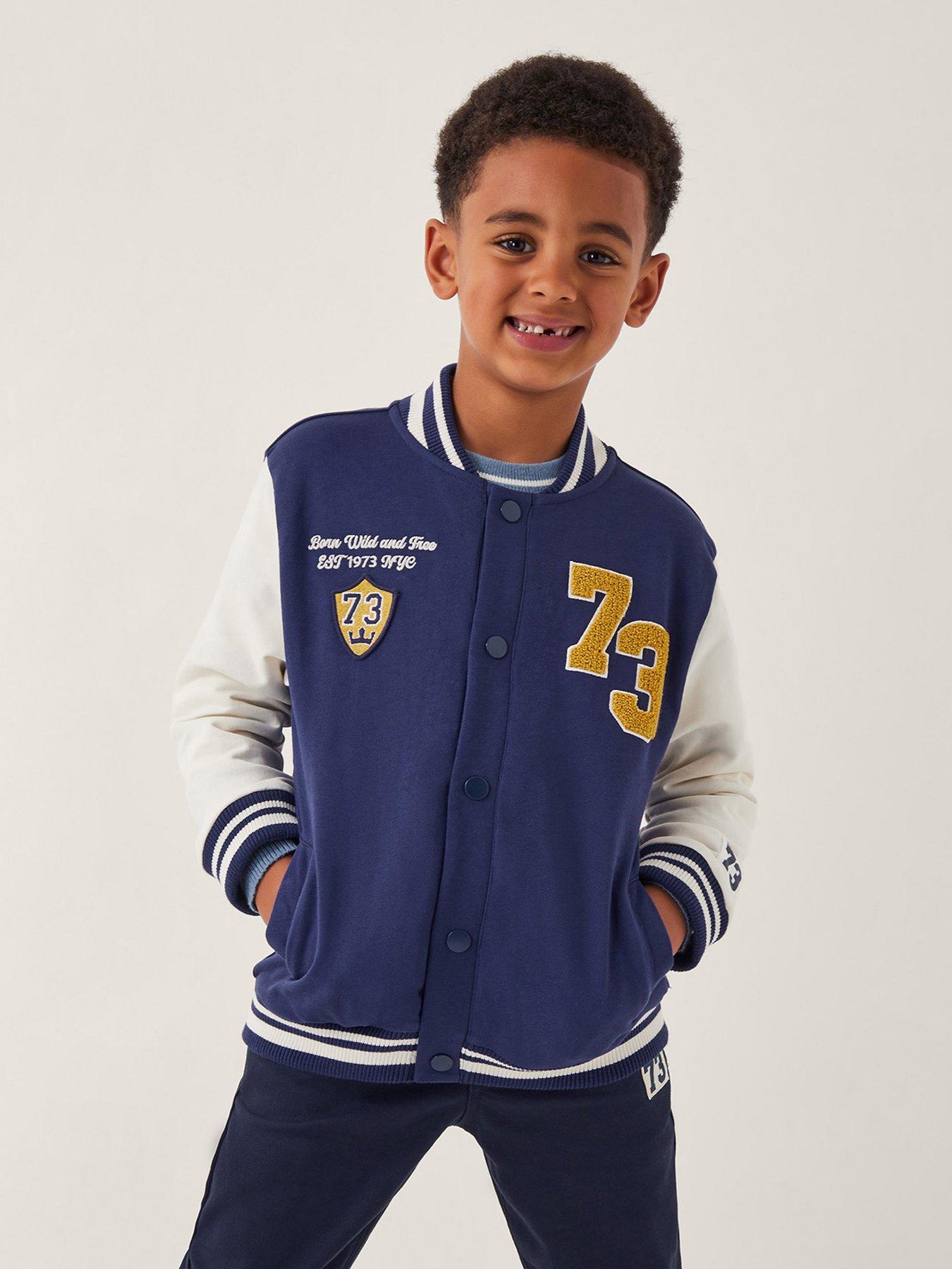 Monsoon Boys 73 Logo Jersey Bomber Jacket - Blue