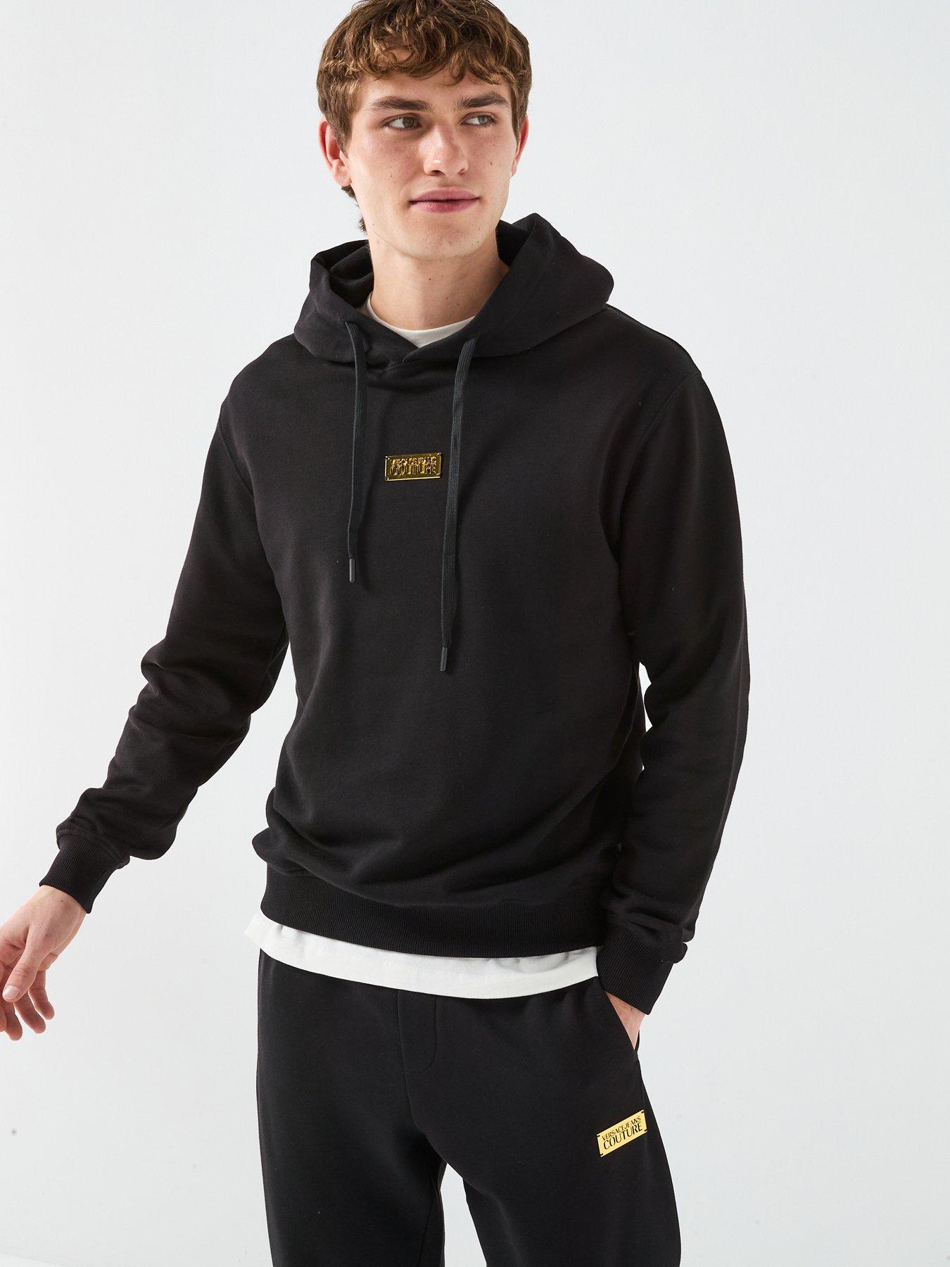 Versace Jeans Couture Metal Placket Overhead Hoodie - Black