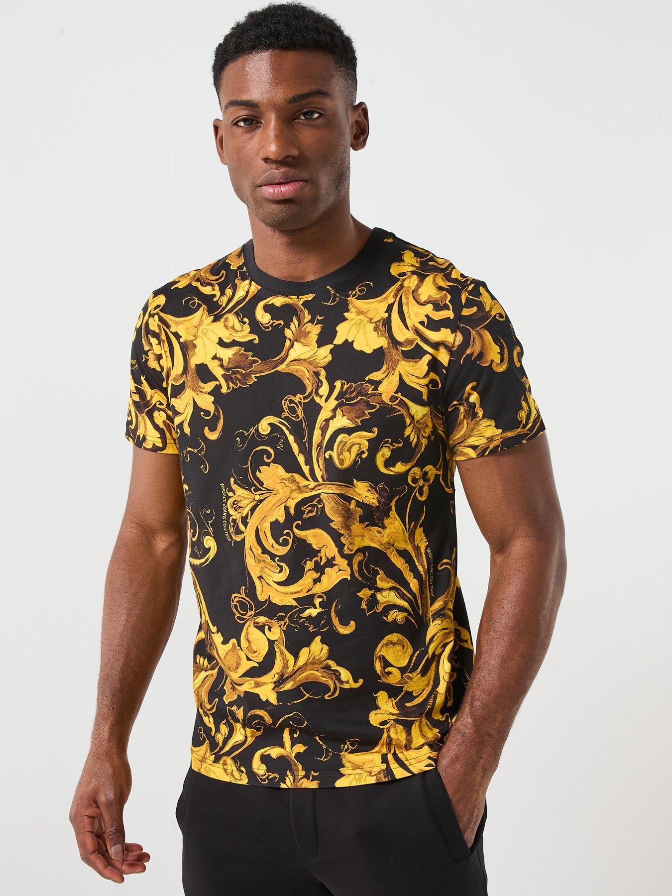 Image 1 of 6 of Versace Jeans Couture Barocco Outline Graphic T-Shirt - Black