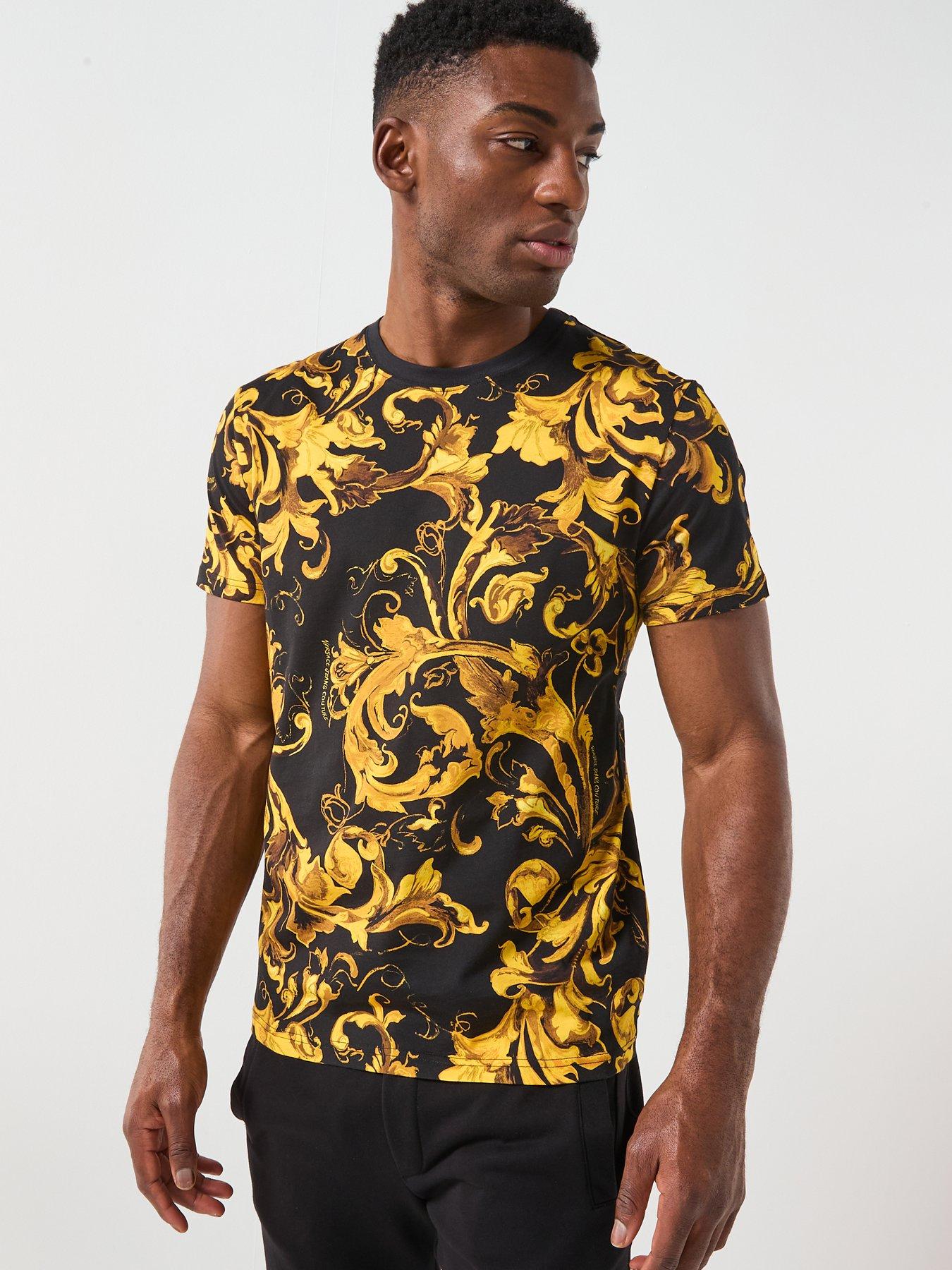 Image 6 of 6 of Versace Jeans Couture Barocco Outline Graphic T-Shirt - Black
