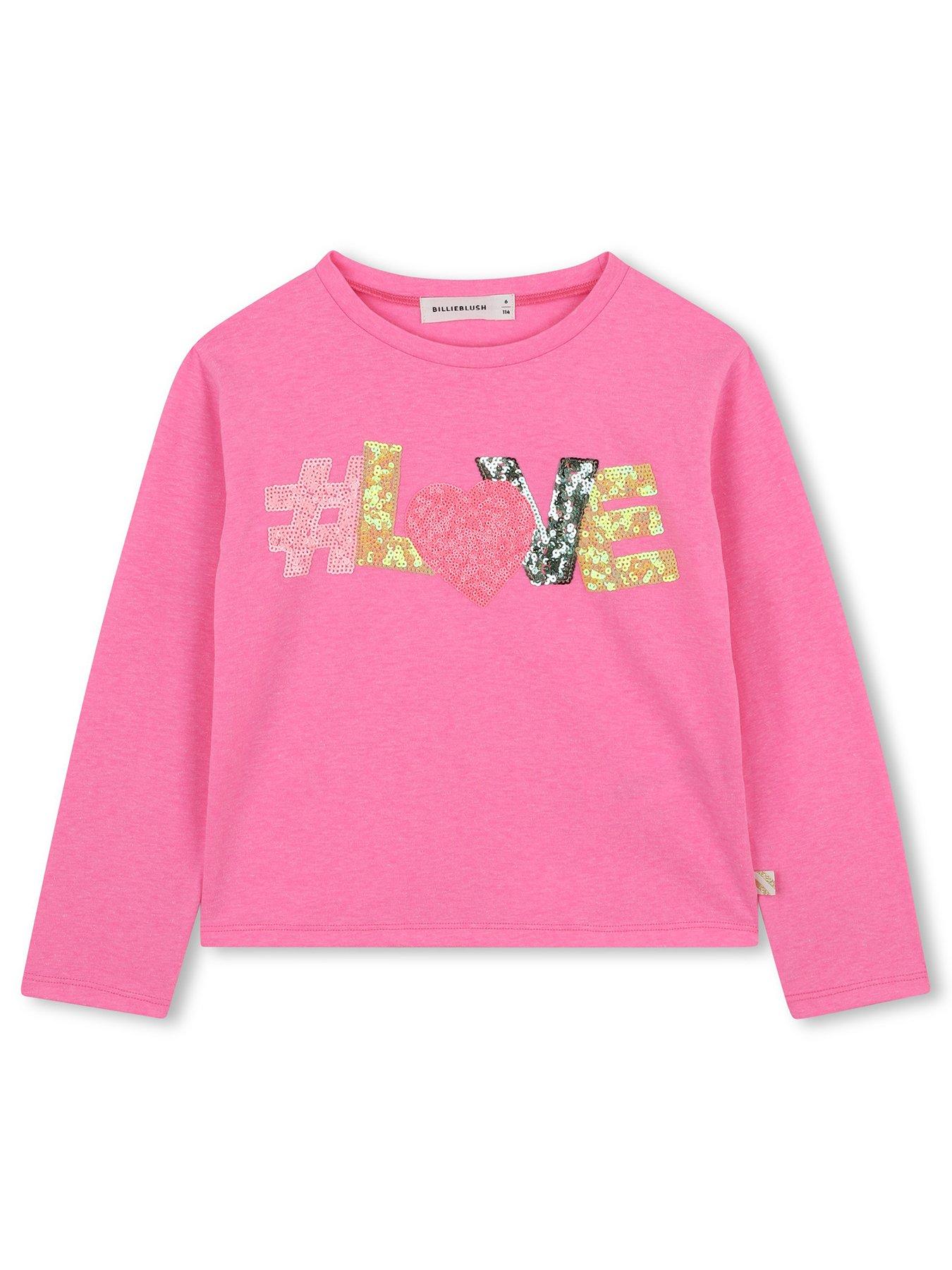 Billieblush Girls Sequin Long Sleeve T-Shirt - Pink