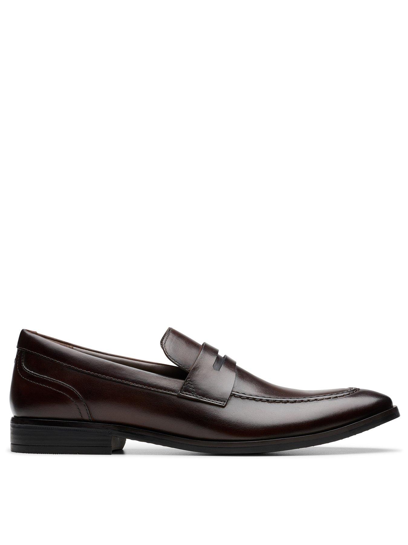 Clarks Brandon Step Leather Loafers - Dark Brown