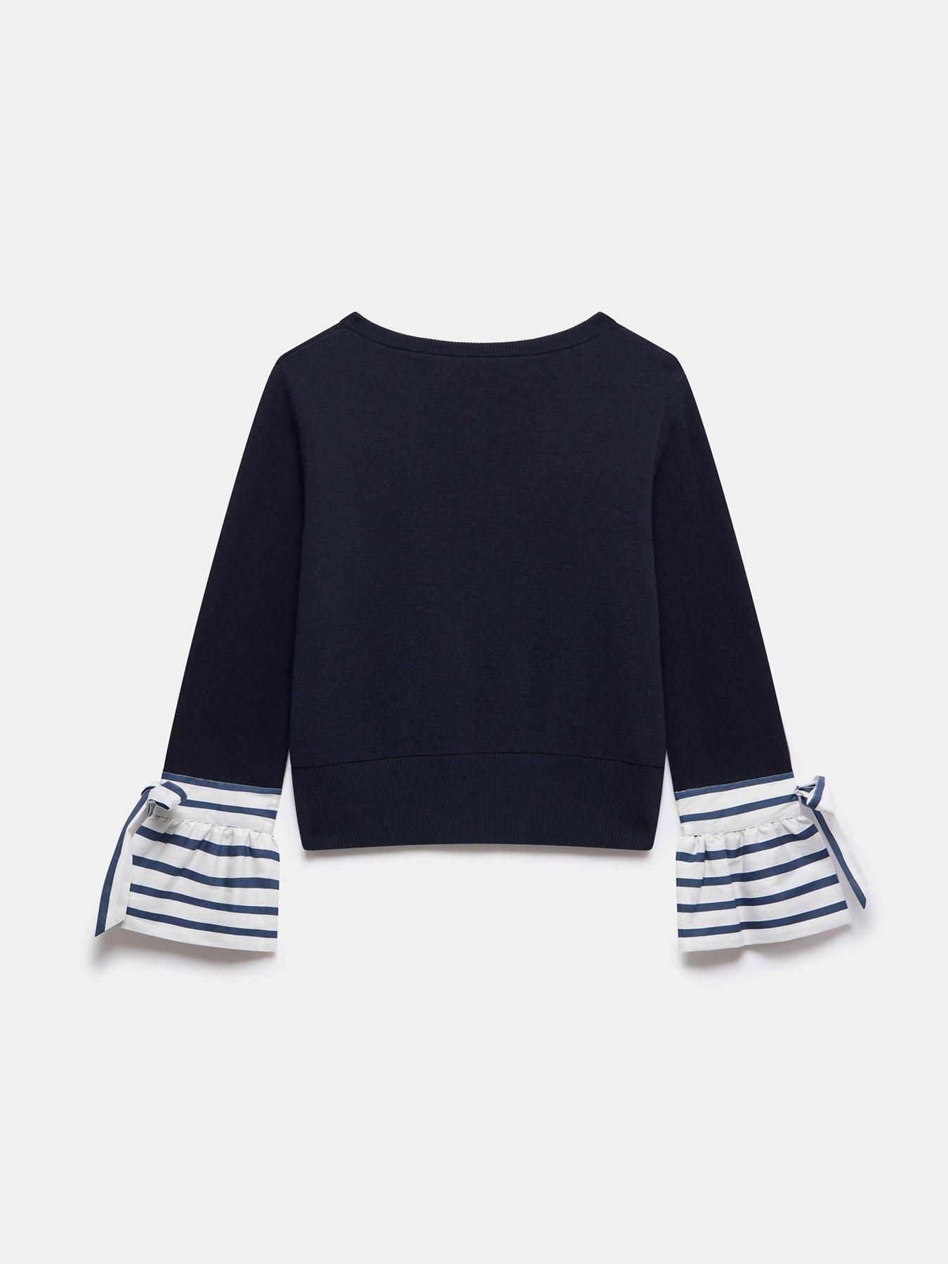 Image 6 of 6 of Mint Velvet Navy Woven Stripe Cuff Jumper - Blue