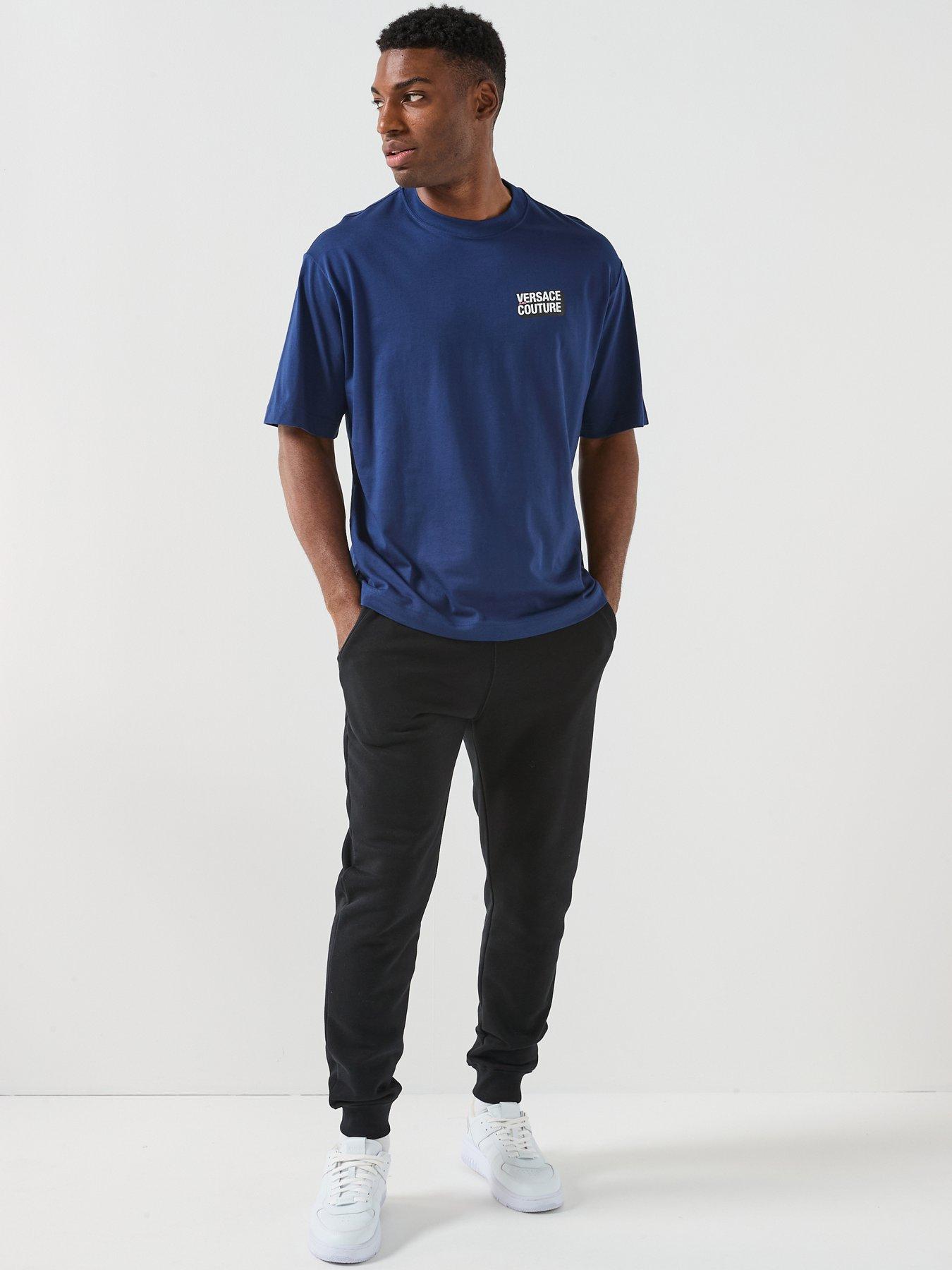 Image 3 of 6 of Versace Jeans Couture Square Flock Logo T-Shirt - Navy