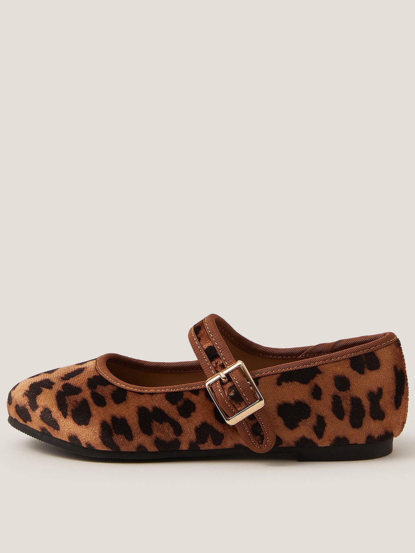 Monsoon Girls Leopard Print Ballerina Shoes - Brown