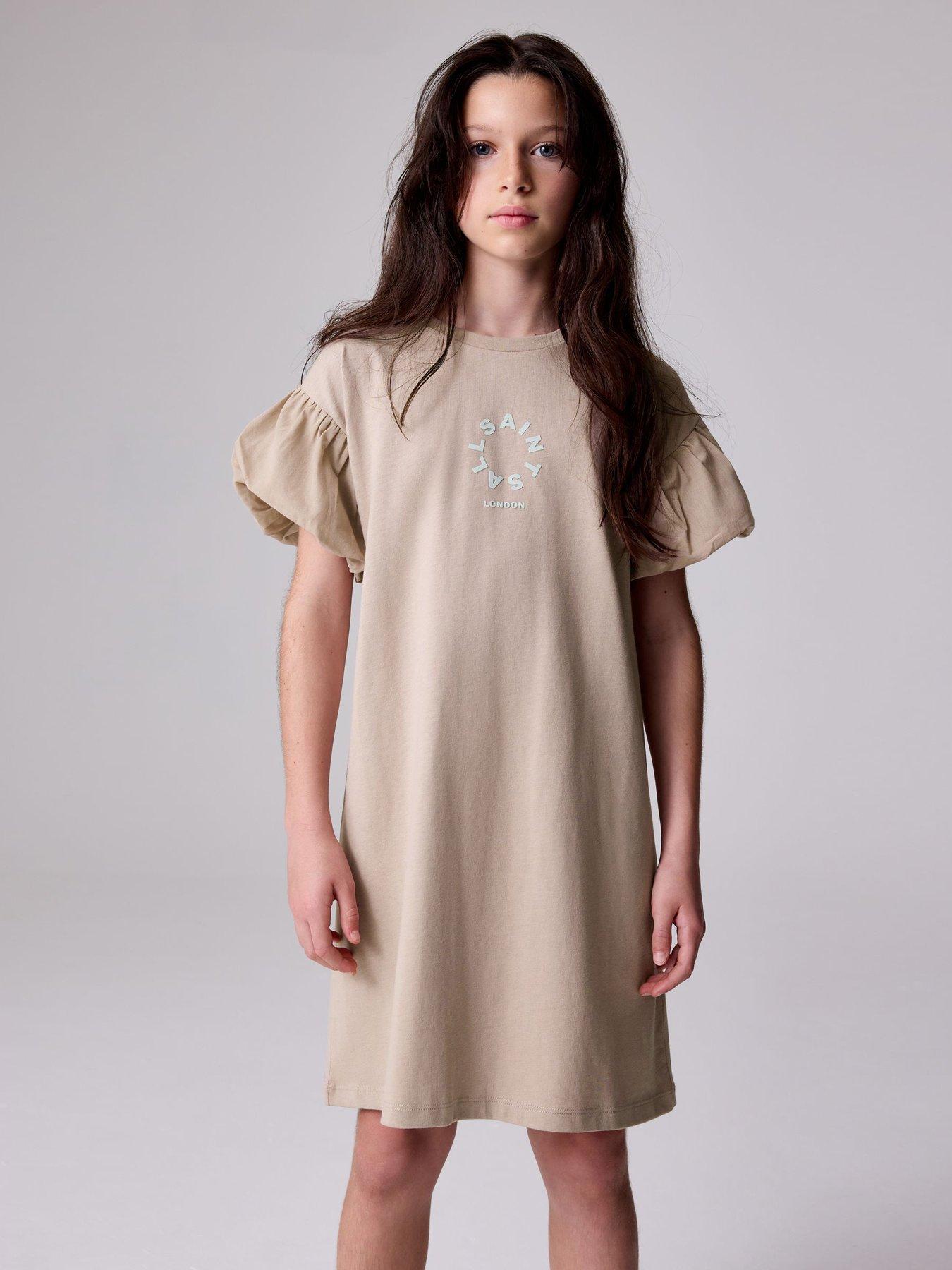 smALLSAINTS Girls Woven Sleeve Dress - Mink