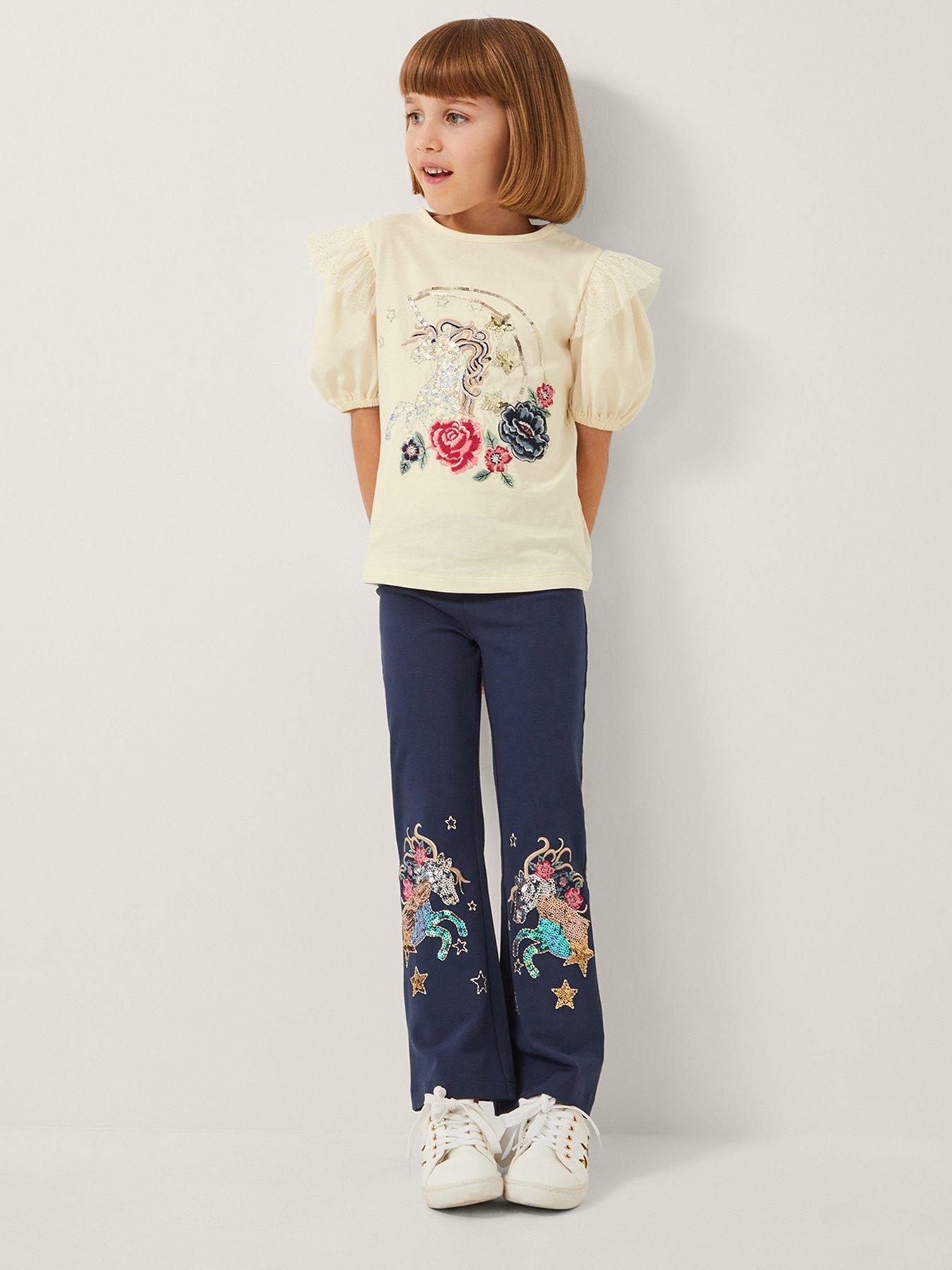 Monsoon Girls Unicorn Flare Leggings - Navy