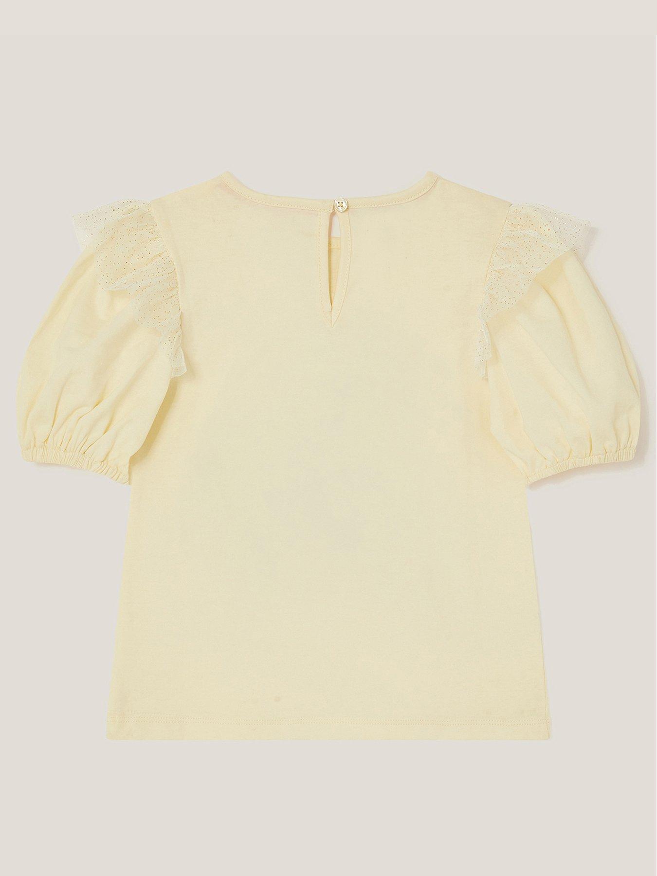 Image 3 of 4 of Monsoon Girls Unicorn Short Sleeve Tshirt - Light Cream