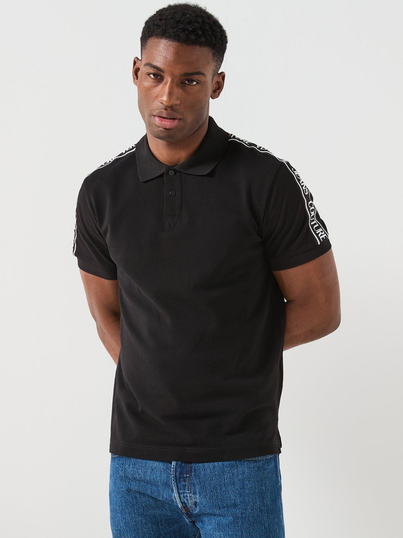 Versace Jeans Couture Tape Shoulder Polo Shirt - Black