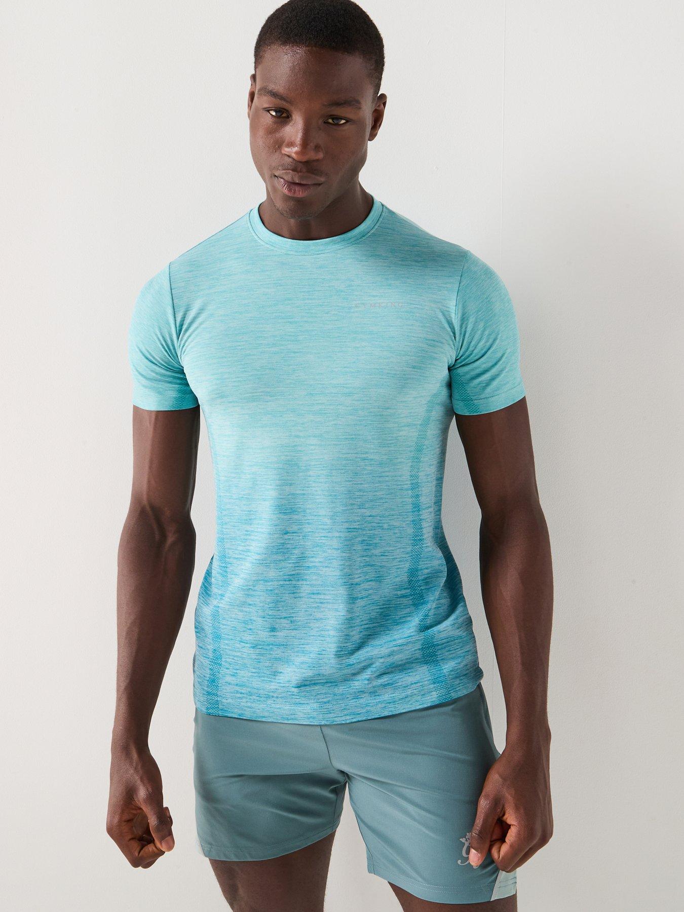 Gym King Mens Relentless Ombre Seamless Tee - Sea Mist