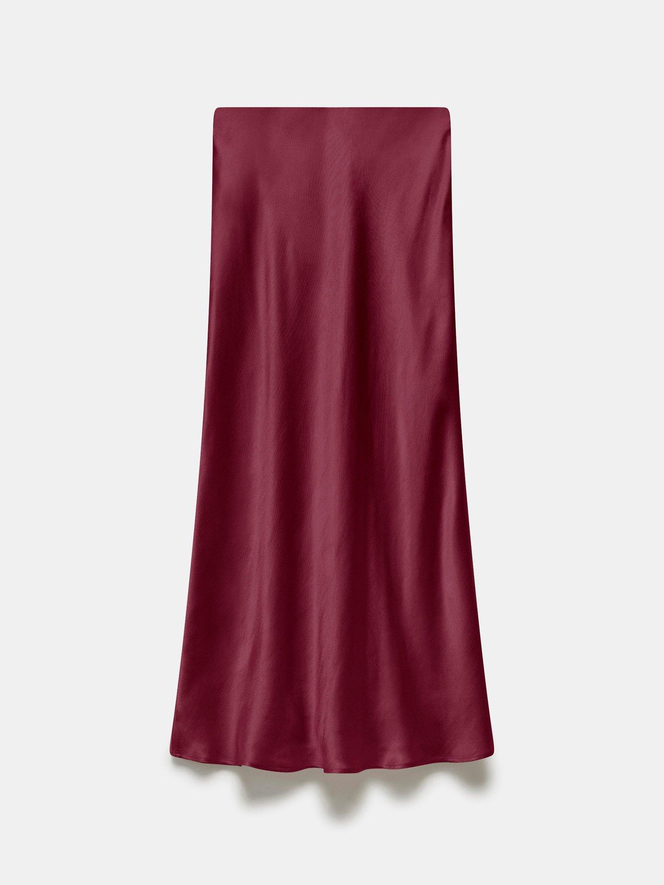 Mint Velvet Burgundy Satin Slip Midi Skirt Very Ireland