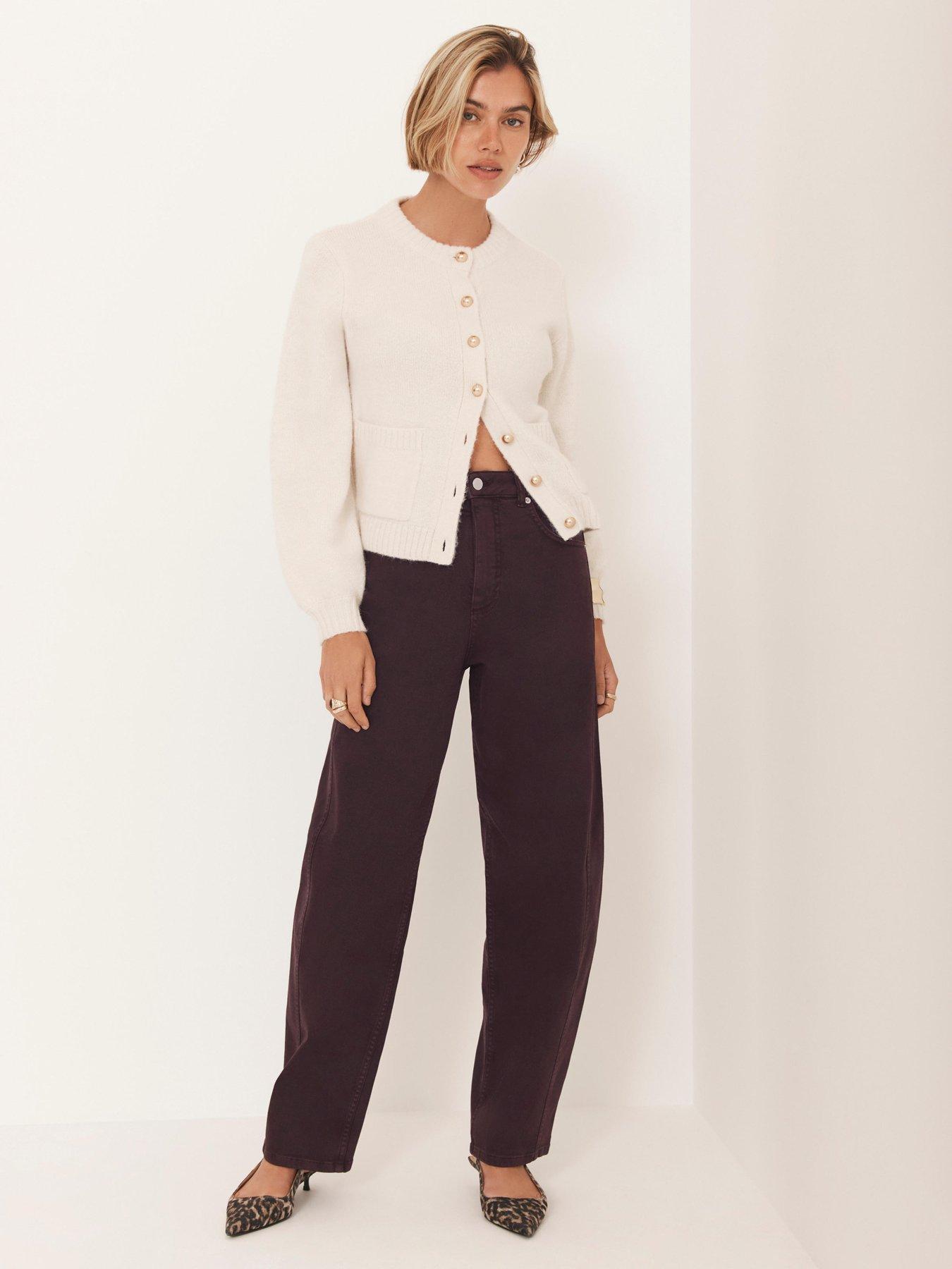 Image 1 of 6 of Mint Velvet Burgundy Barrel Jean