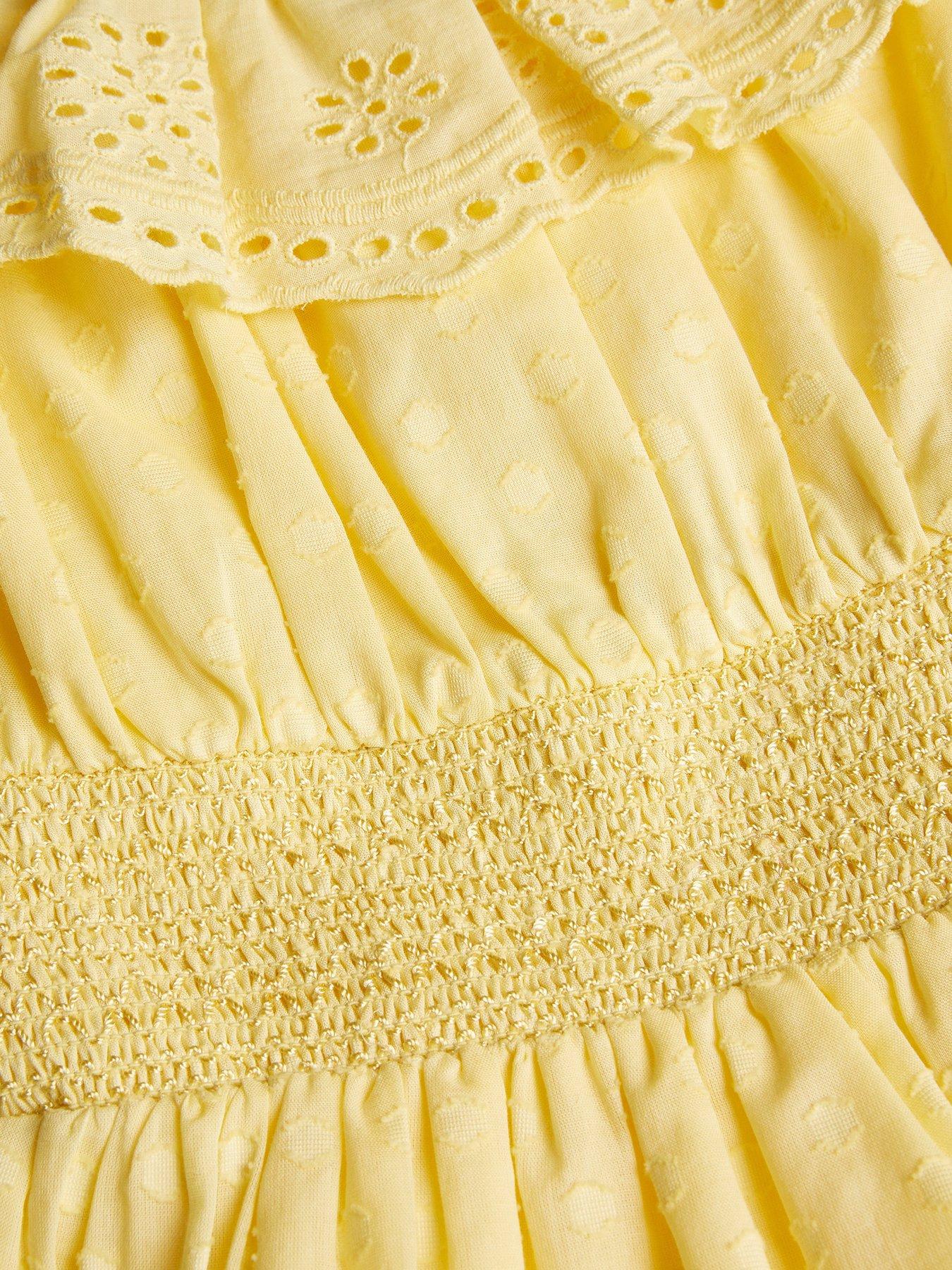 Image 3 of 3 of Monsoon Girls Broderie Dress - Yellow