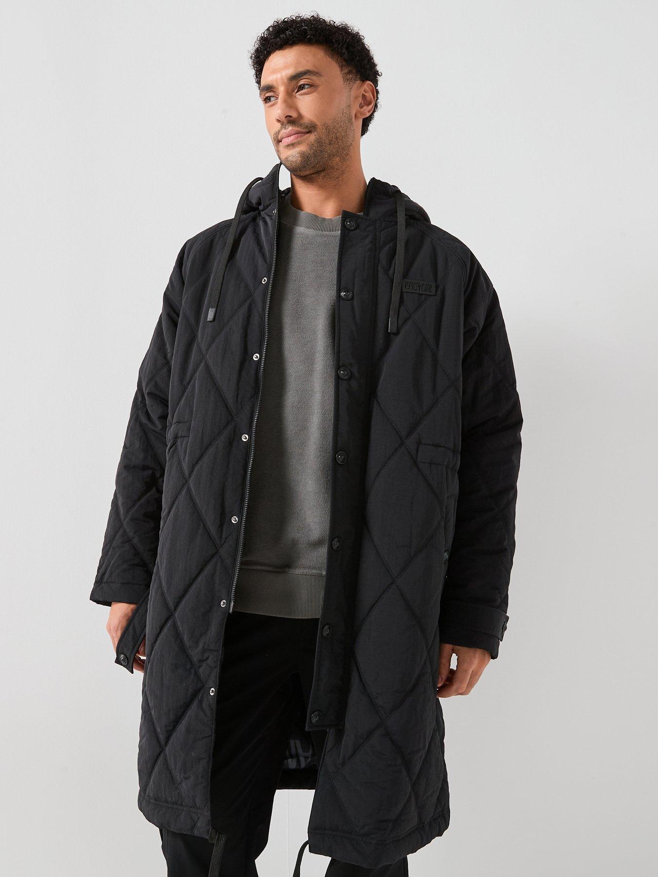 Versace Jeans Couture Longline Quilted Parka Coat - Black