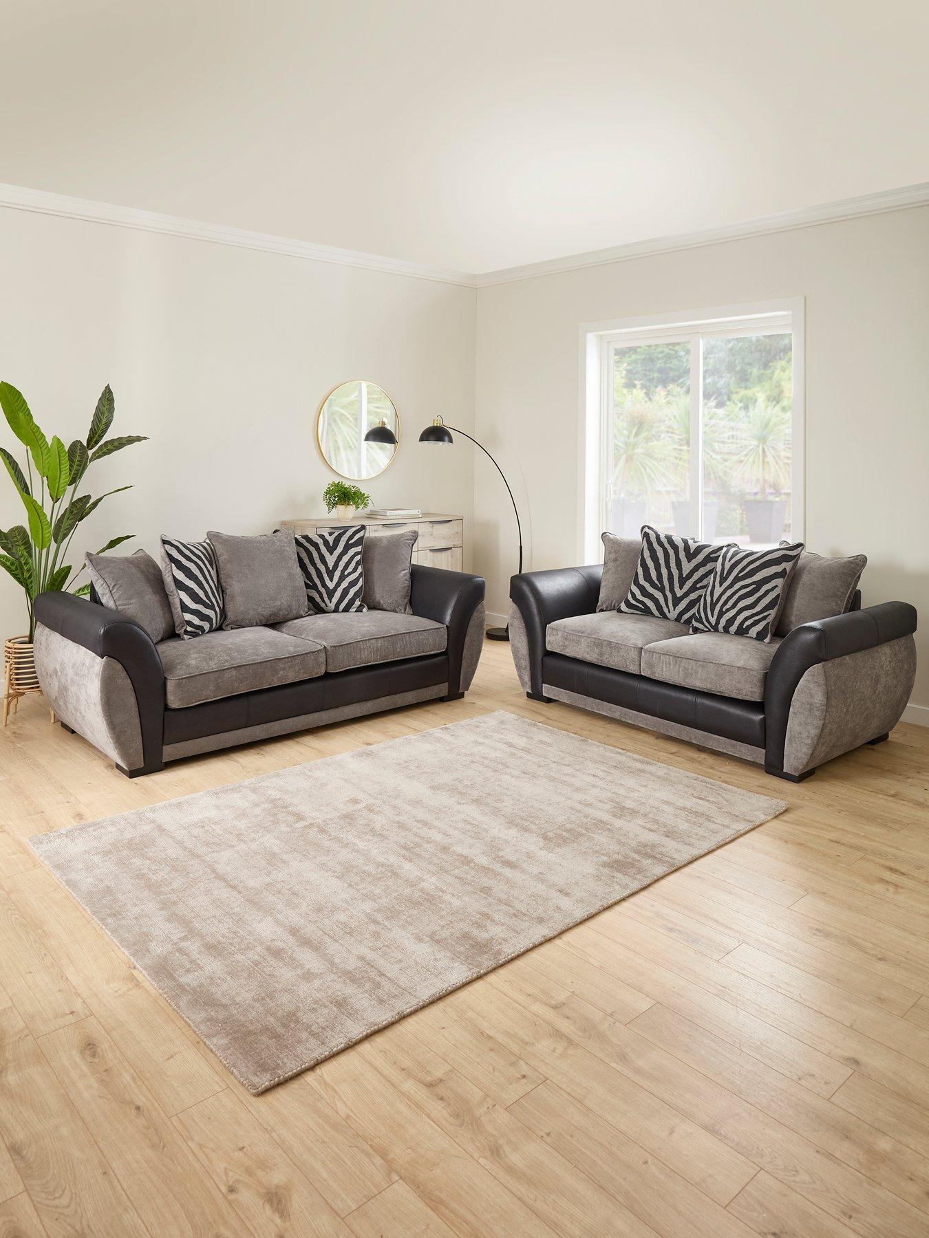 The Very Collection Nova Fabric/Faux Leather 3 Seater + 2 Seater Sofa Set (Buy  &  SAVE!) - FSC® Certified