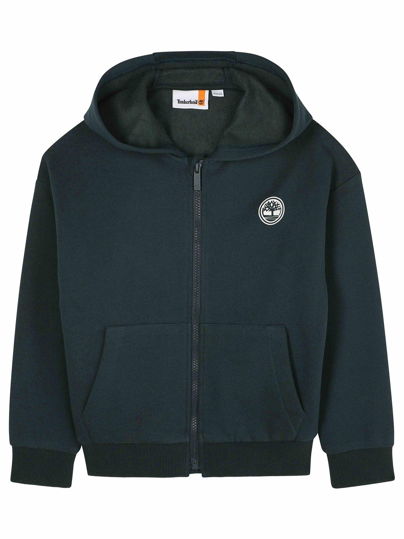 Timberland Boys Back Print Zip Through Hoodie - Dark Green