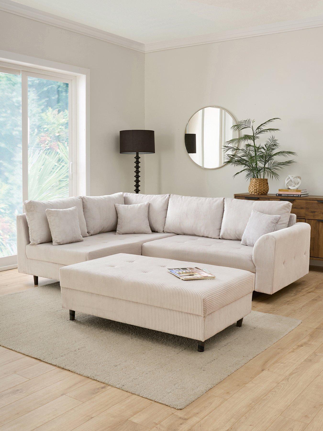 The Very Collection Rune Cord Right Hand Corner Group Sofa + Footstool