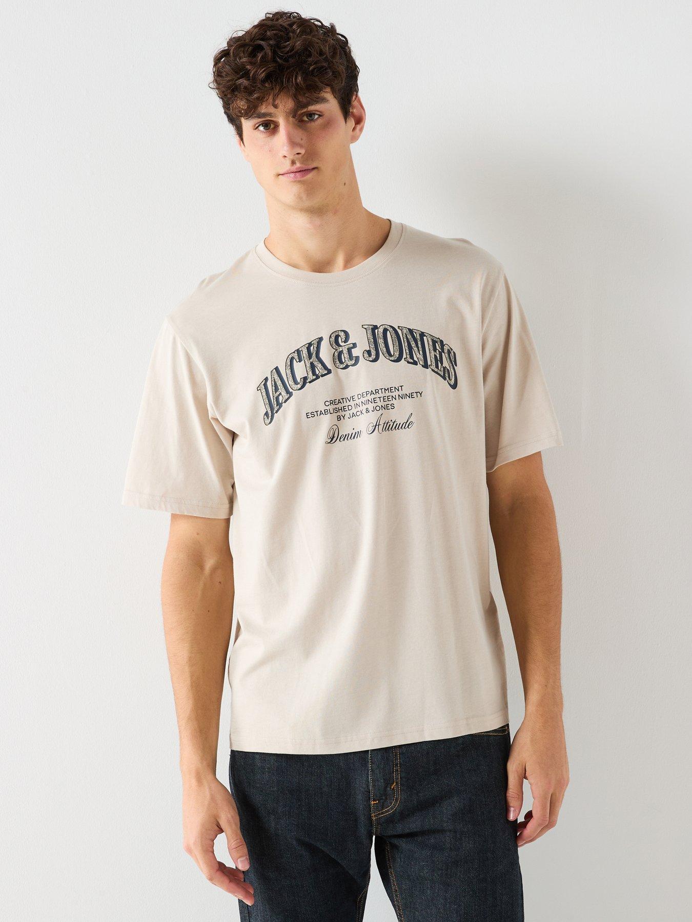 Jack & Jones Denver Graphic Short Sleeve T-Shirt - Cream