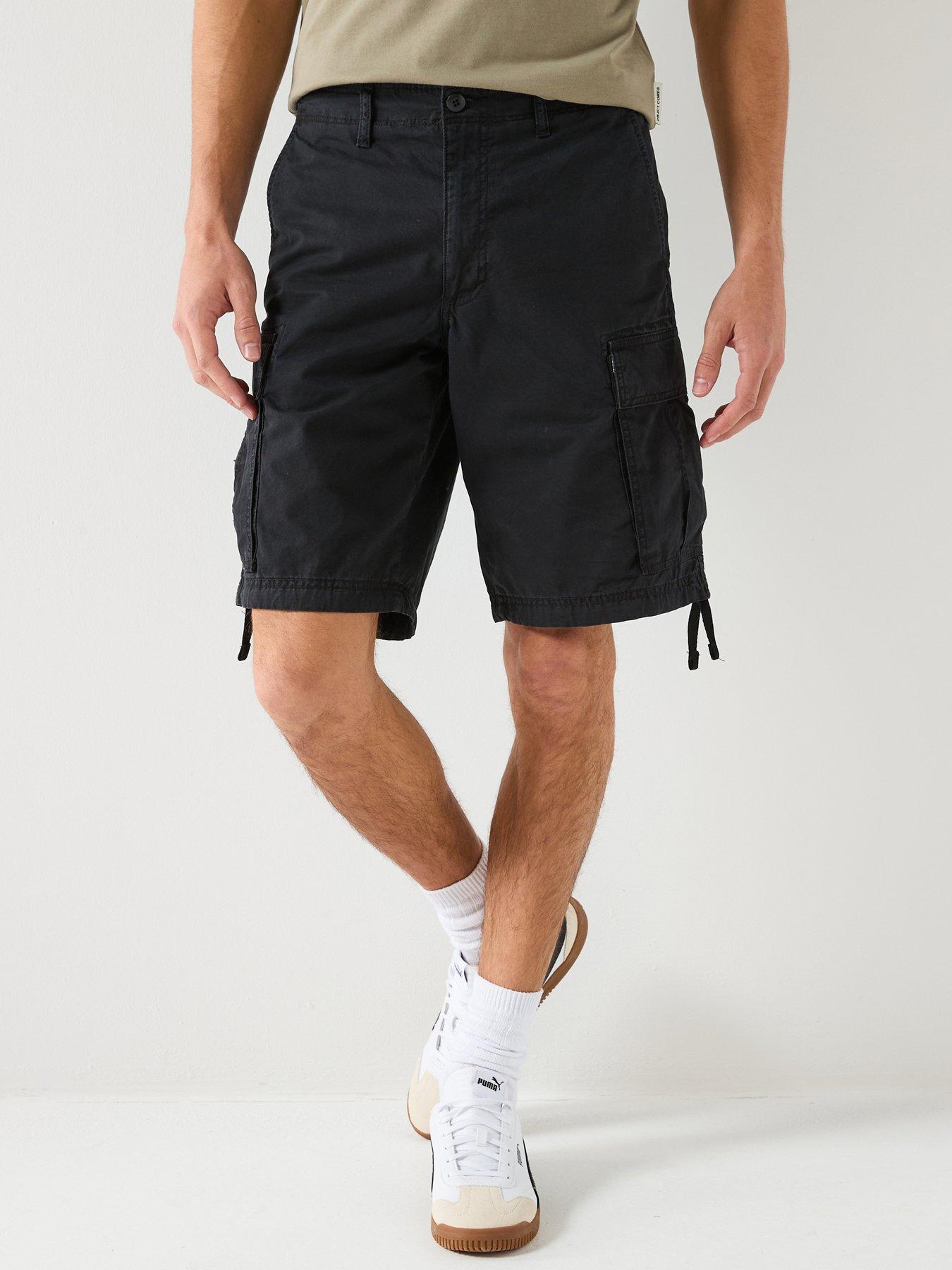 jack-jones-cole-frank-cargo-mid-length-shorts-blackfront