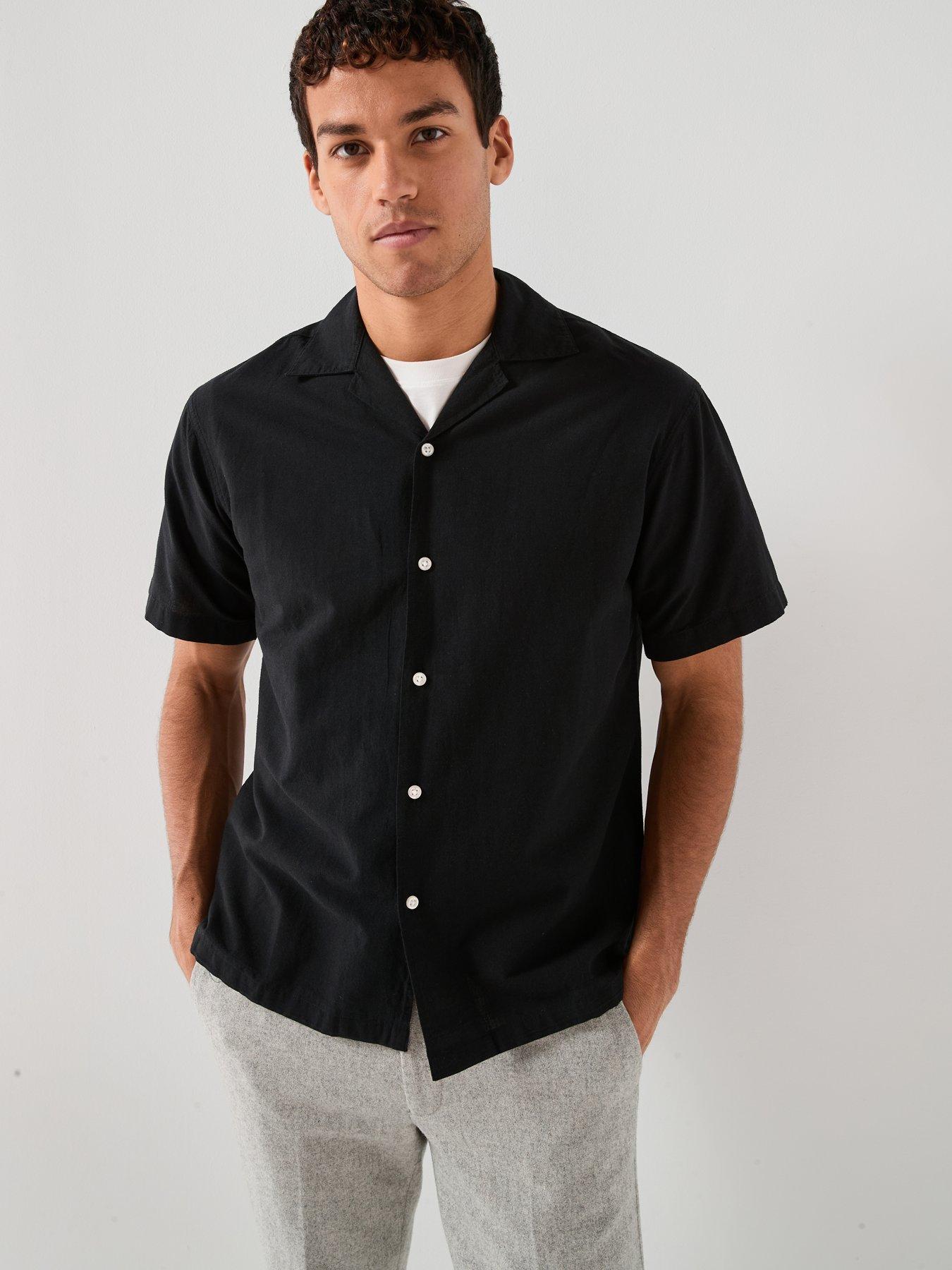 jack-jones-breeze-lined-blend-resort-short-sleeve-shirt-blackfront