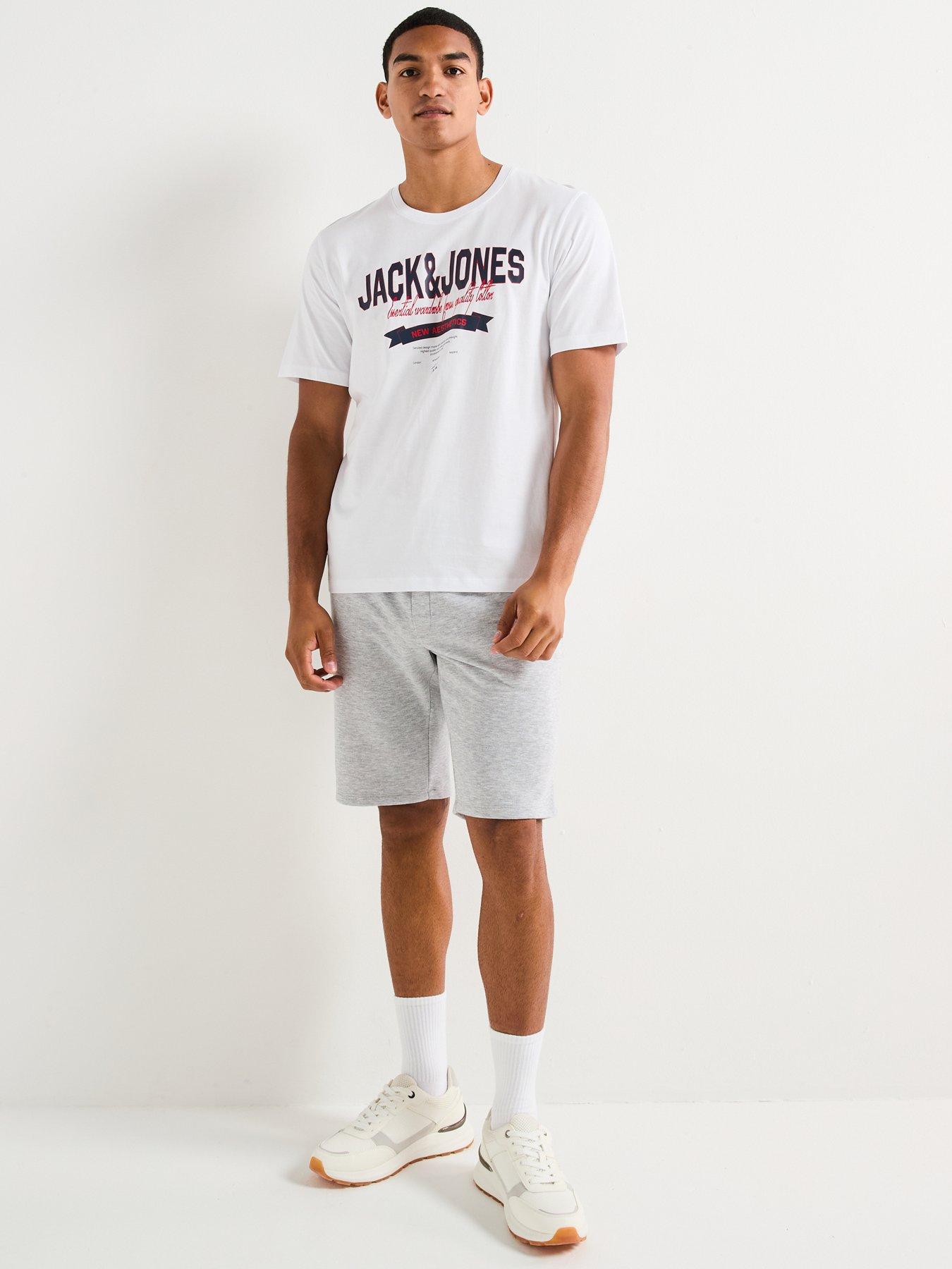 Image 3 of 5 of Jack & Jones Bradley Mid Length Sweat Shorts - Light Grey