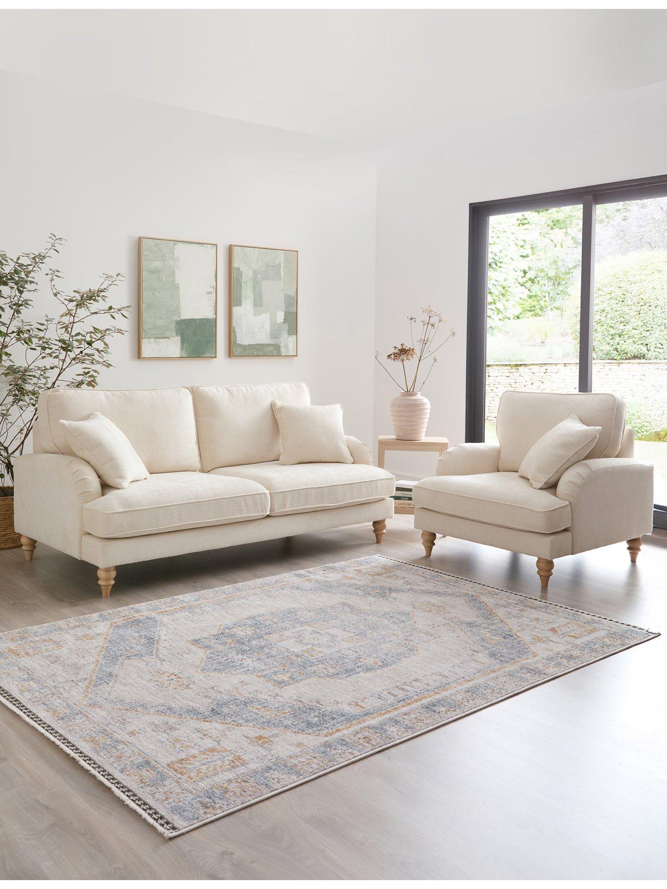 Michelle Keegan Home Hepburn 3 Seater Fabric Sofa + Armchair (Buy  &  SAVE!) - FSC® Certified