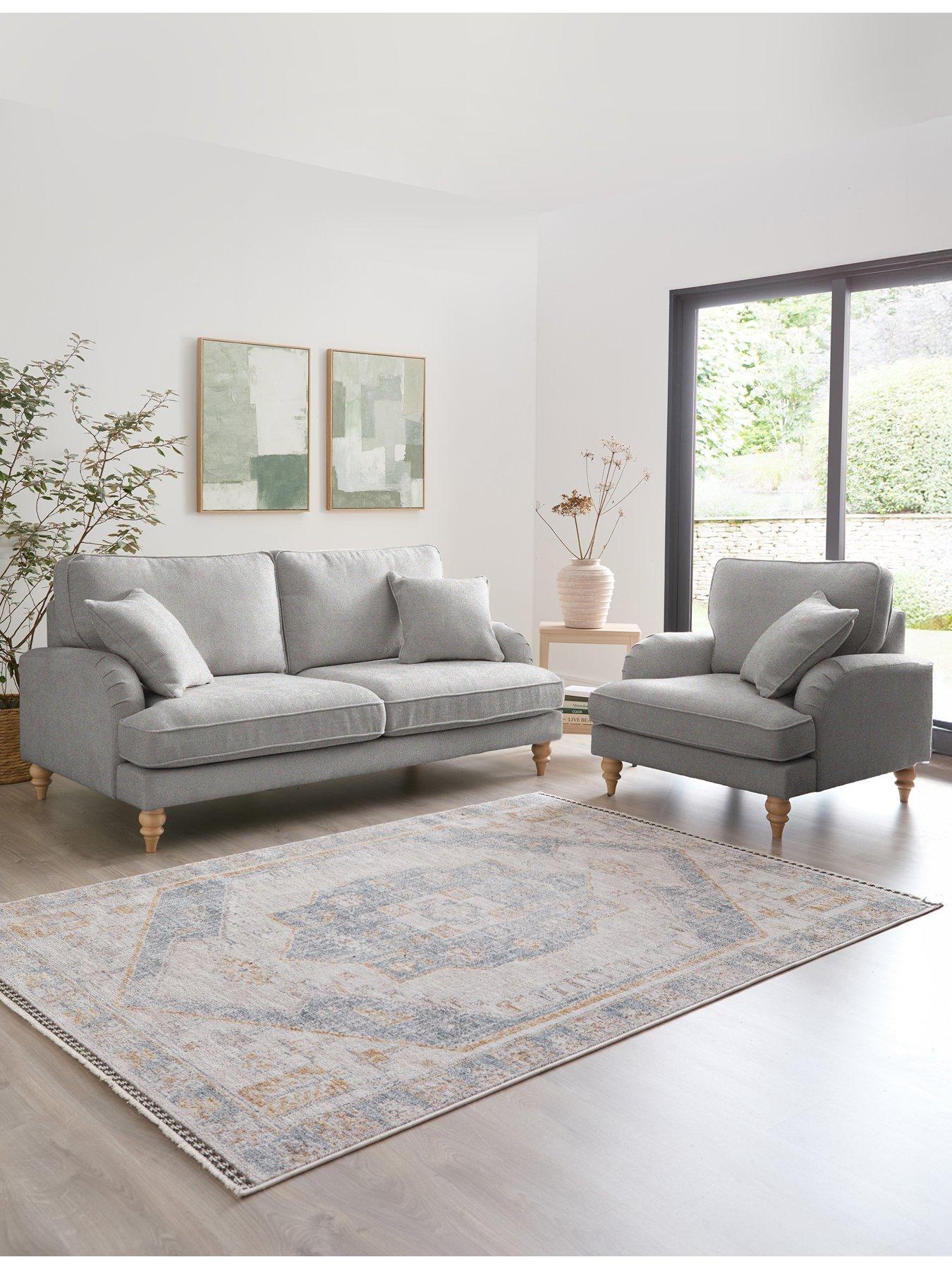 Michelle Keegan Home Hepburn 3 Seater Fabric Sofa + Armchair (Buy  &  SAVE!)