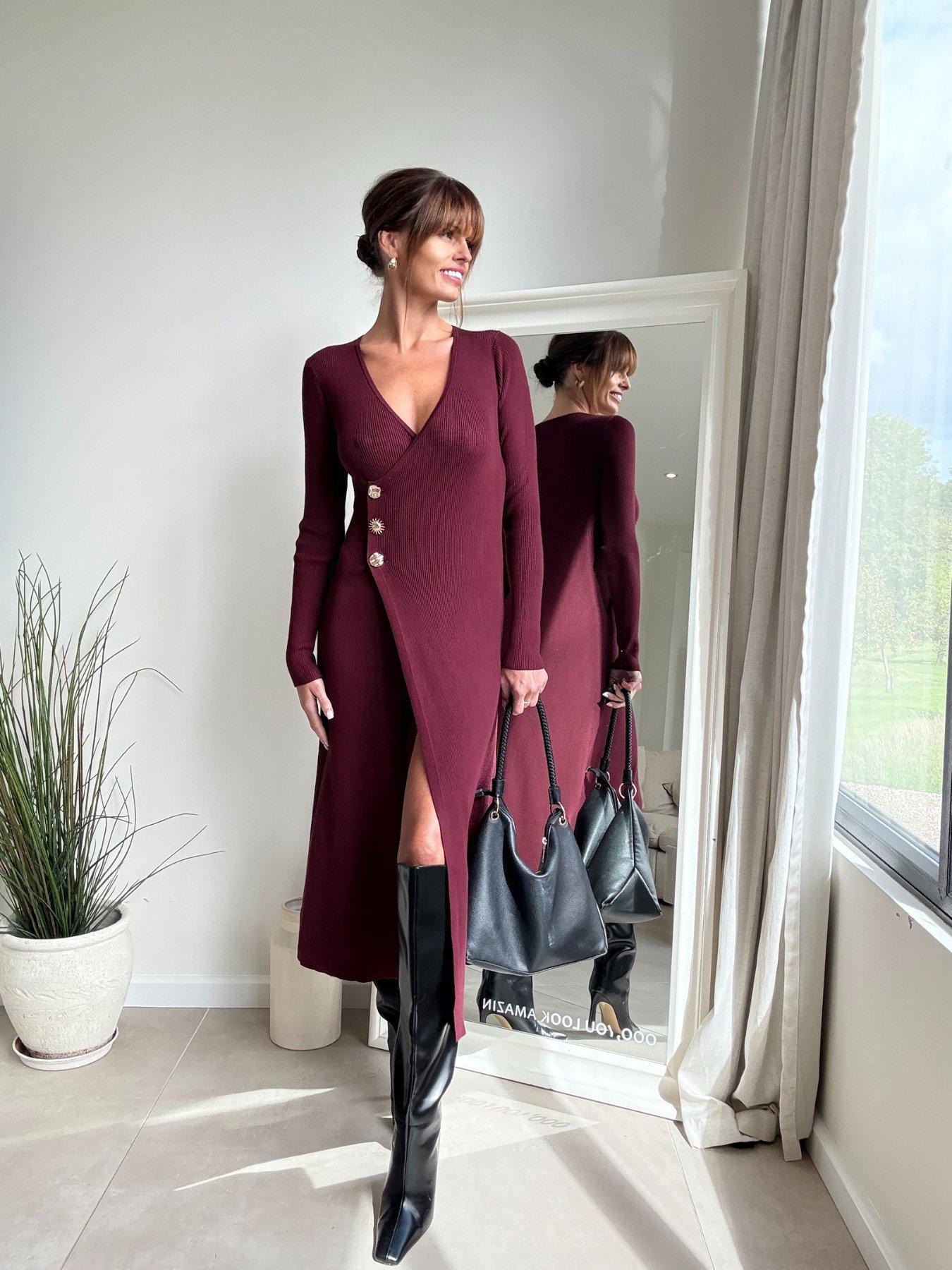 style-cheat-mix-button-burgundy-dress-redfront
