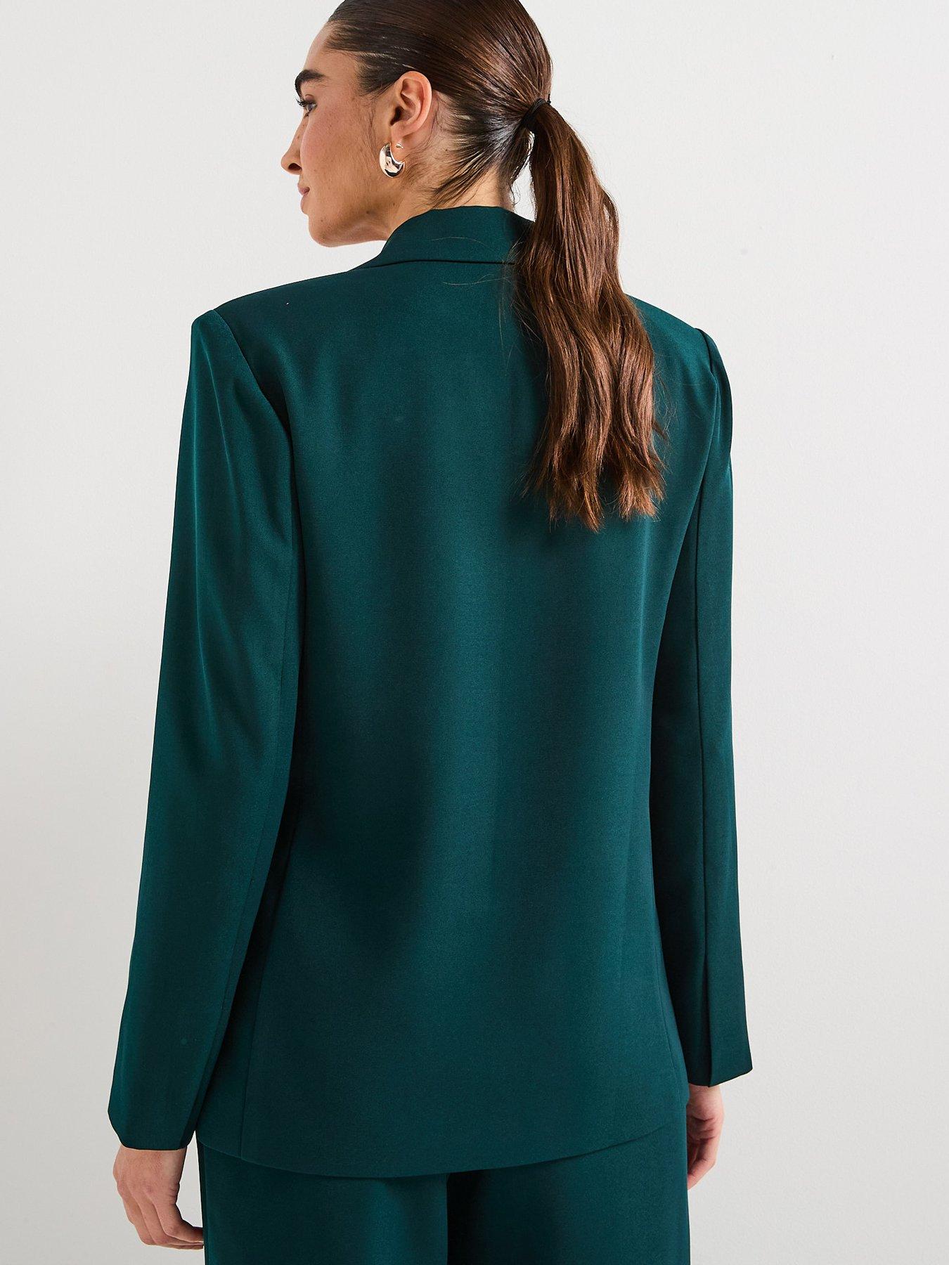 Image 2 of 6 of Style Cheat Gold Button Tailored Blazer - Green