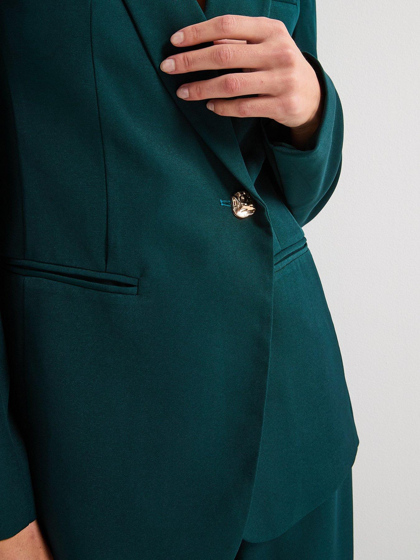 Image 5 of 6 of Style Cheat Gold Button Tailored Blazer - Green
