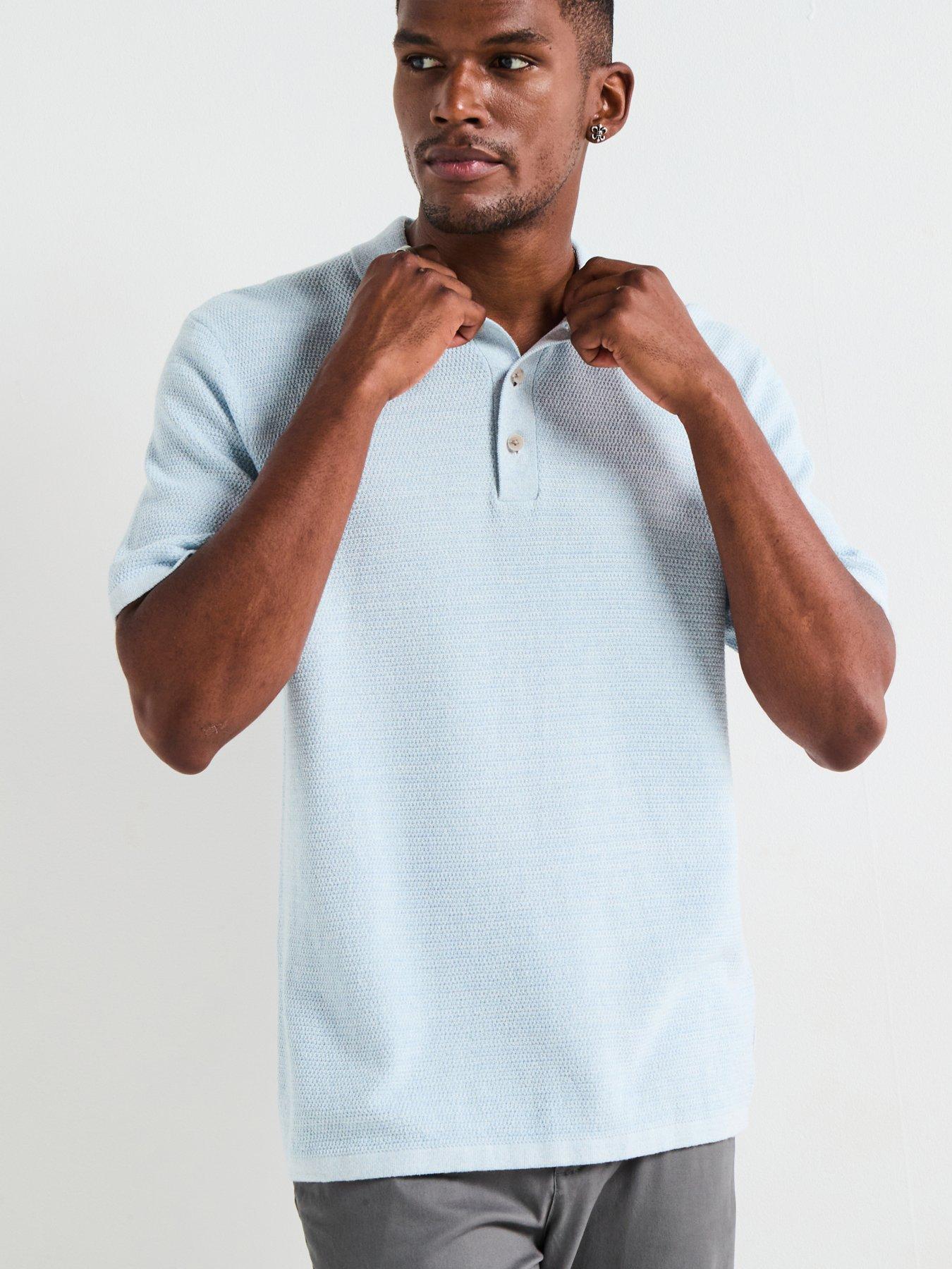 Jack & Jones George Knitted Polo Top - Chambray Blue