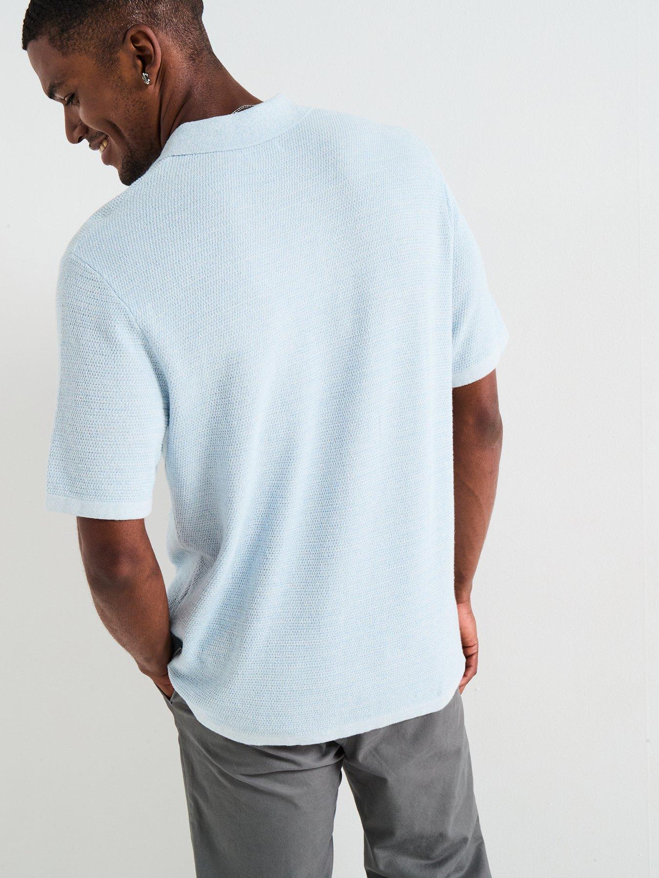 Image 2 of 6 of Jack & Jones George Knitted Polo Top - Chambray Blue
