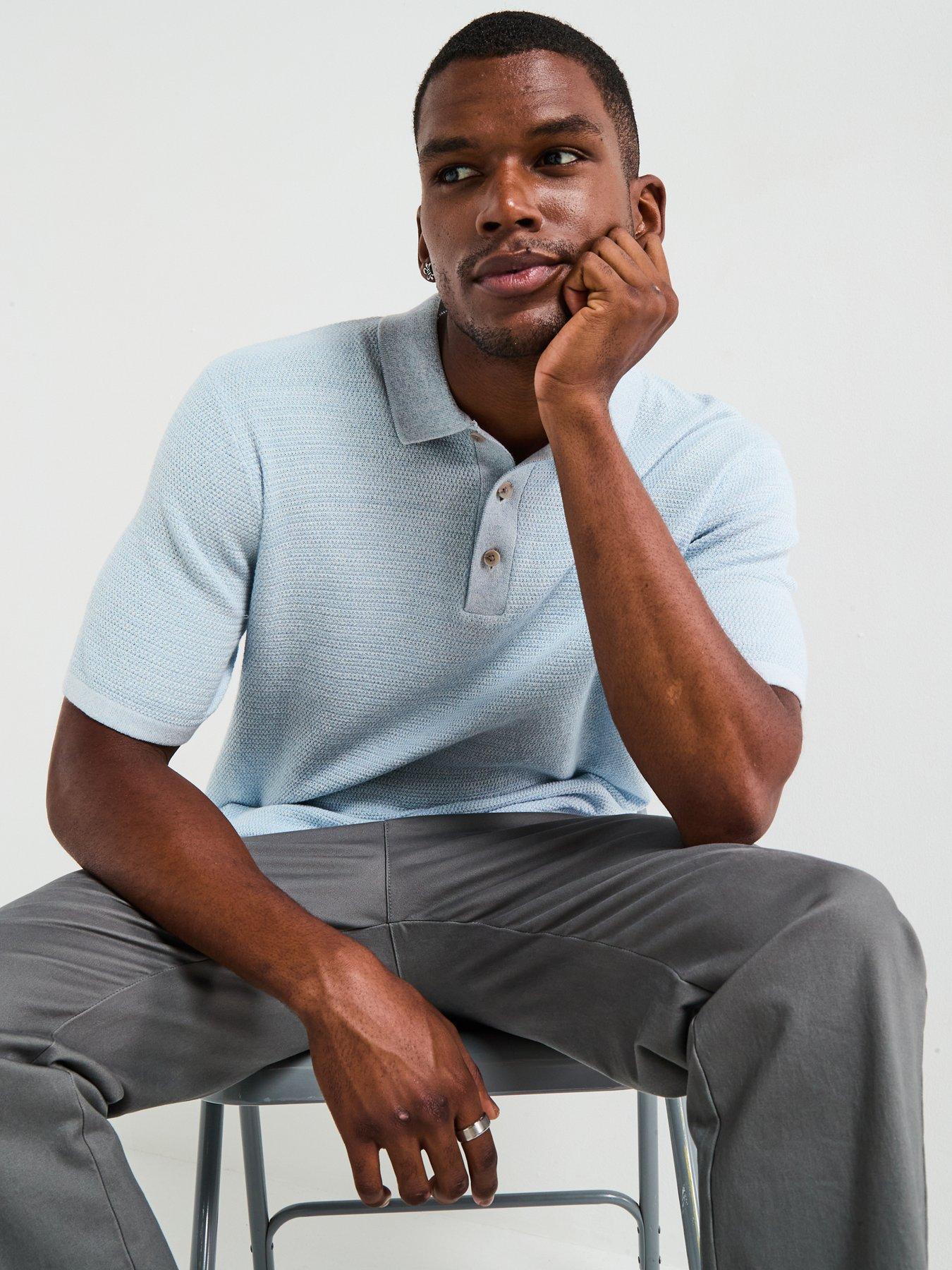 Image 4 of 6 of Jack & Jones George Knitted Polo Top - Chambray Blue