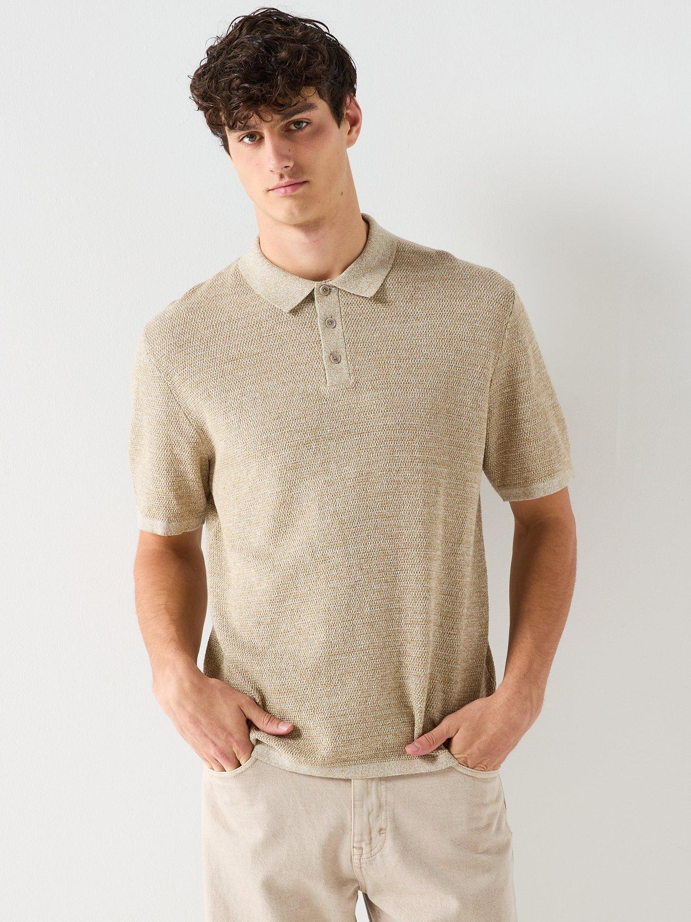 Jack & Jones George Knitted Polo Top - Light Brown