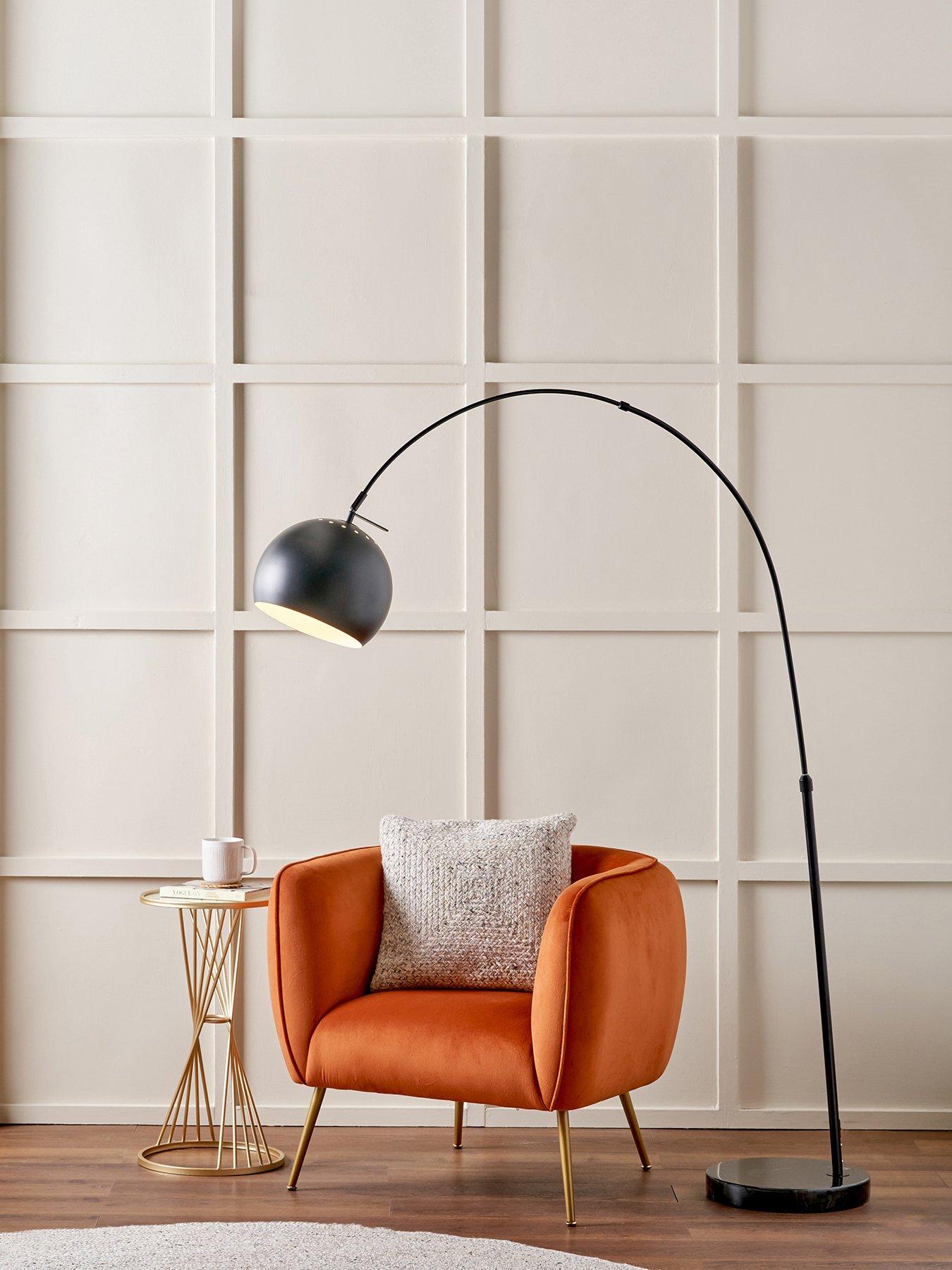 Pacific Lifestyle Feliciani Matt Black Metal and Black Marble Floor Lamp