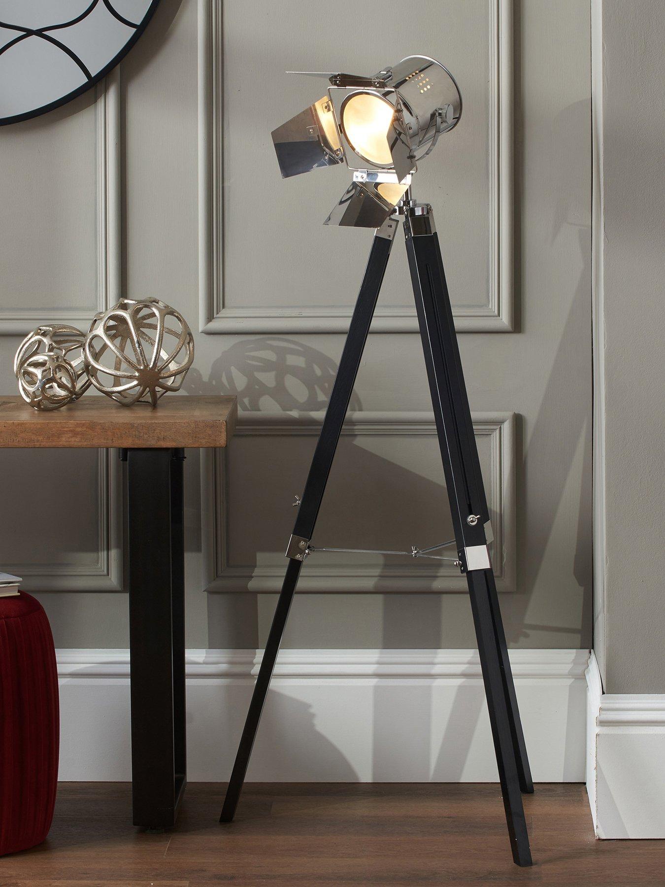 Pacific Lifestyle Hereford Silver and Black Tripod Floor Lamp