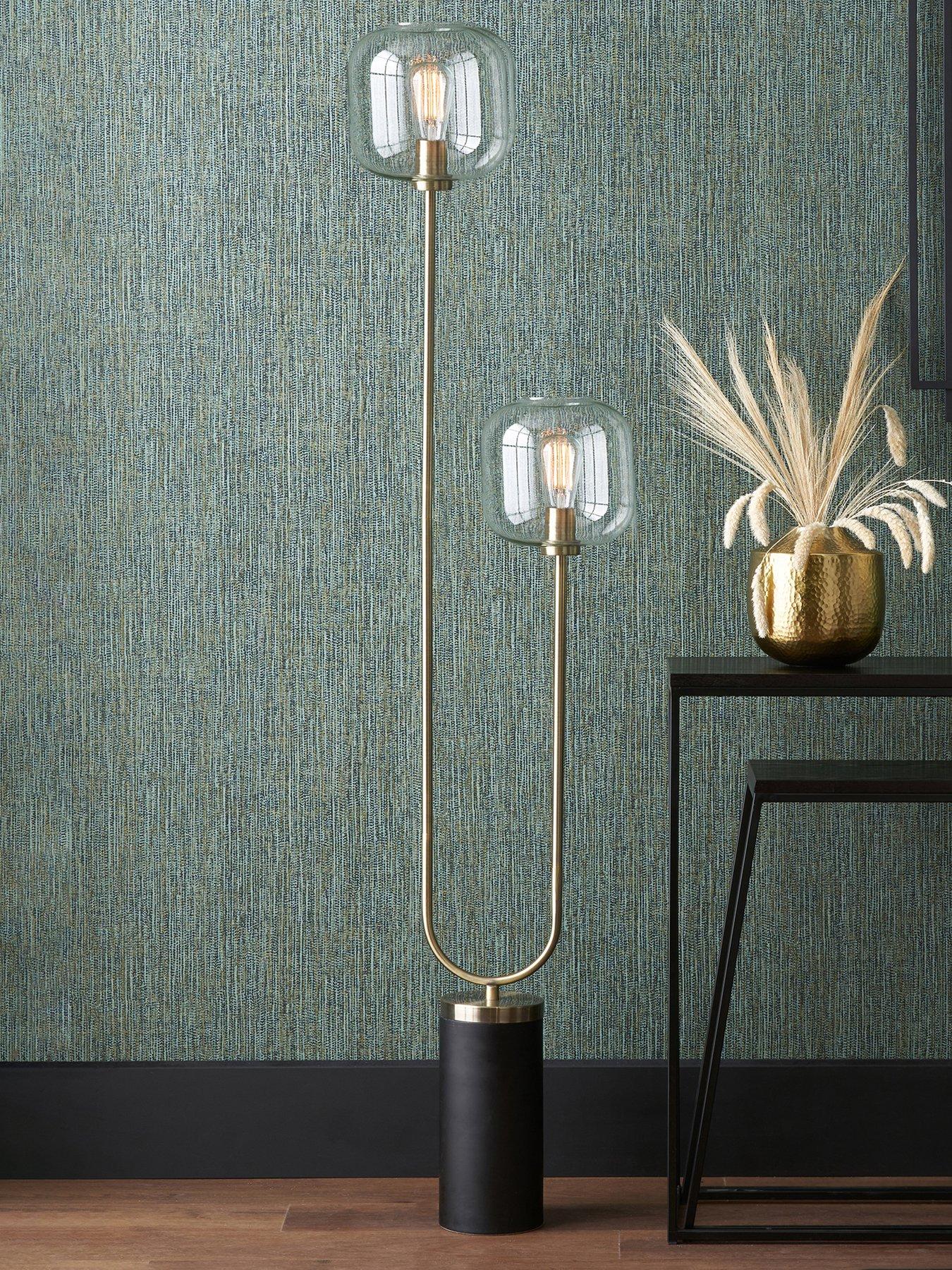 Pacific Lifestyle Florence Black Metal and Glass Floor Lamp