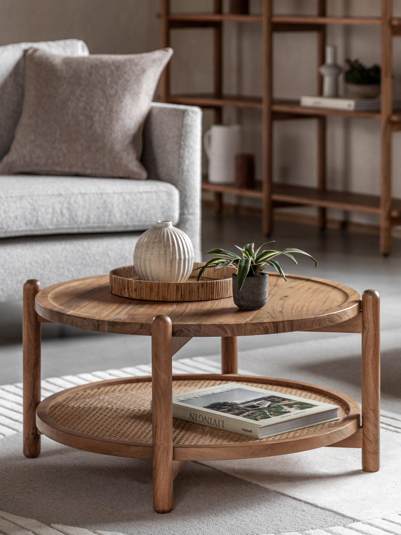 Image 1 of 7 of Gallery Direct Cannes Solid Acacia Wood & Rattan Coffee Table