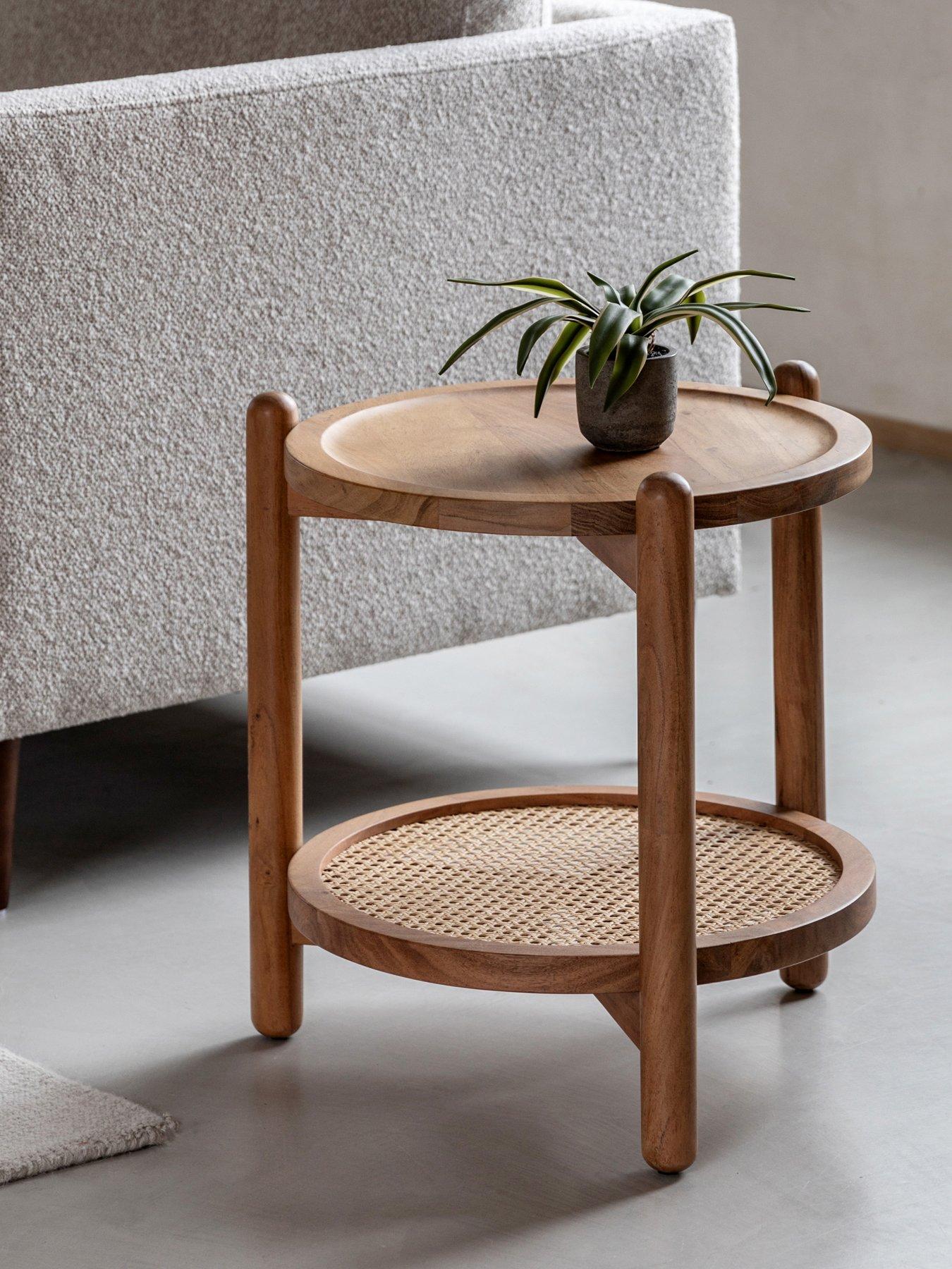 Gallery Direct Cannes Solid Acacia Wood & Rattan Side Table