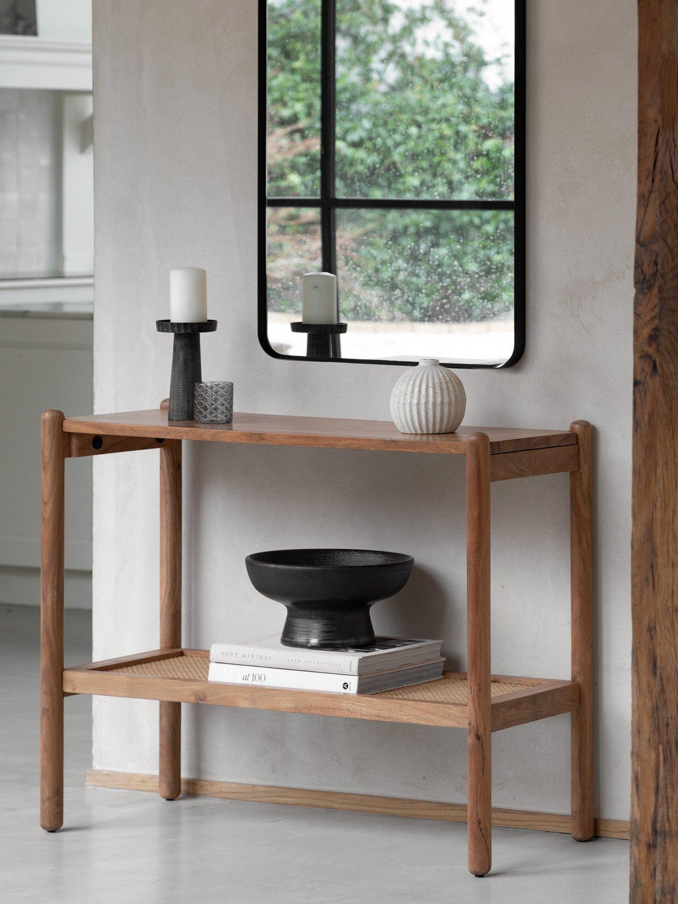 Gallery Direct Cannes Solid Acacia Wood & Rattan Console Table
