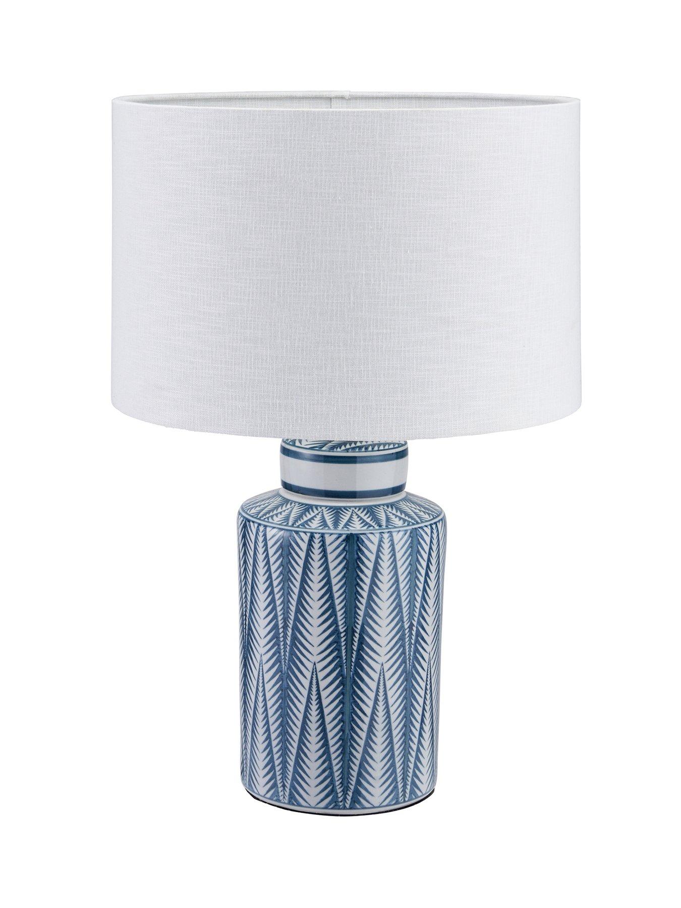 pacific-lifestyle-samara-blue-and-white-aztec-pattern-ceramic-table-lamp-base-with-lino-35cm-white-self-lined-linen-cylinder-lampshade