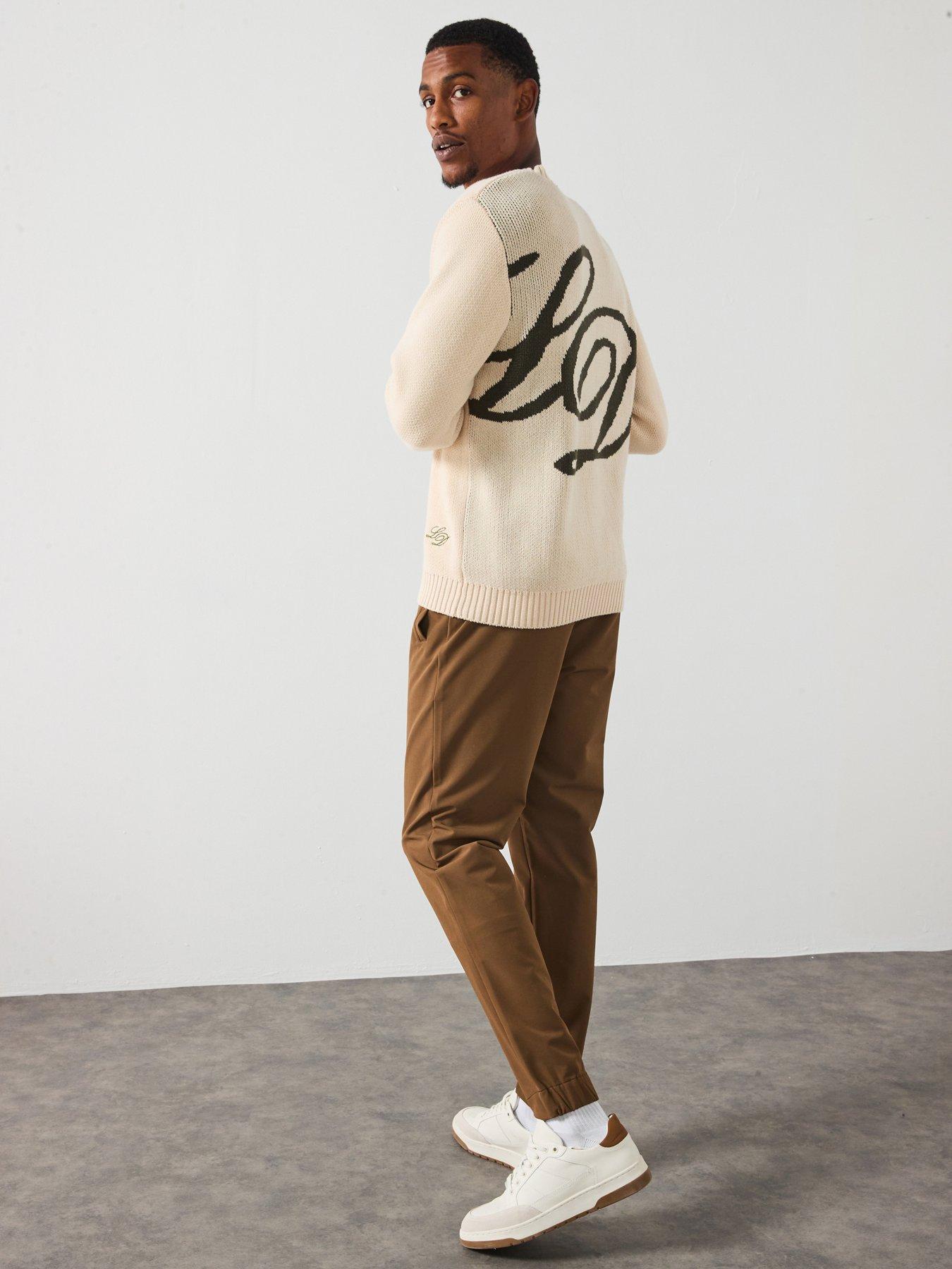 Les Deux Danton Large Initial Logo Knitted Jumper - Light Beige